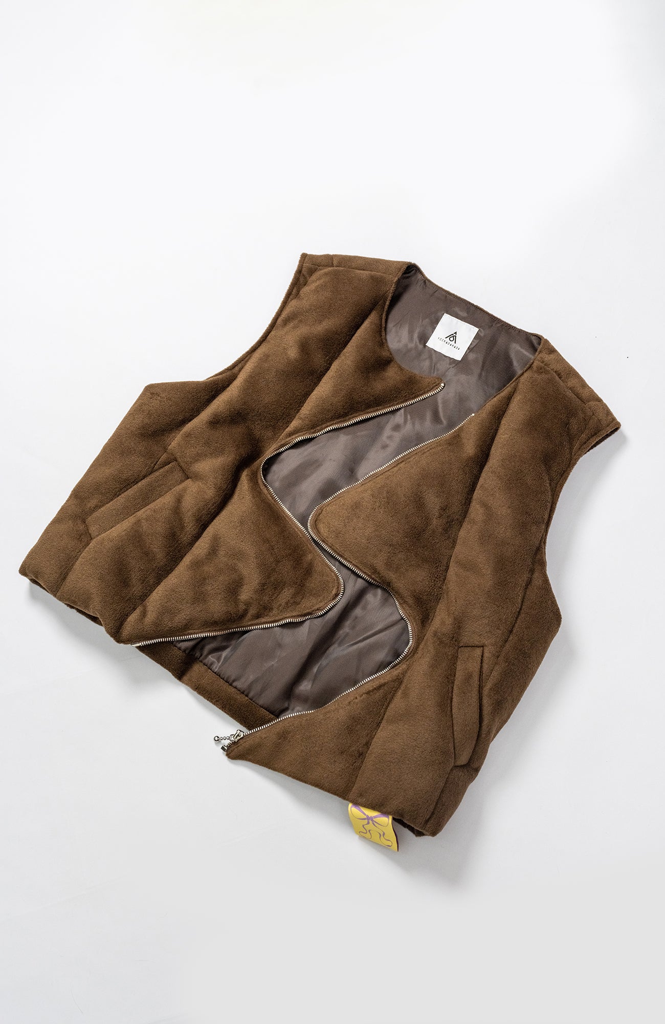 KADAKADA Curved Zip Suede-Puff Vest