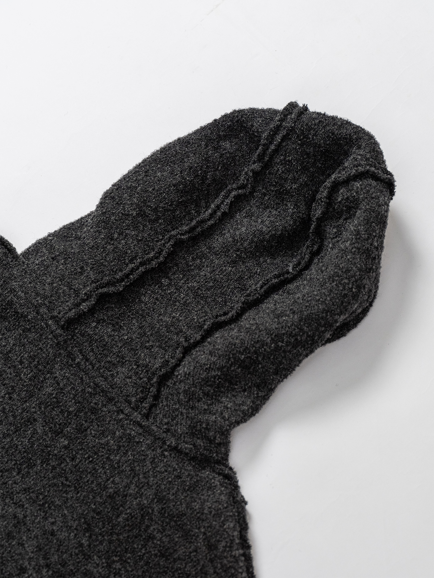 KADAKADA Wooly Raw-Stitch Panel Hooded Jacket