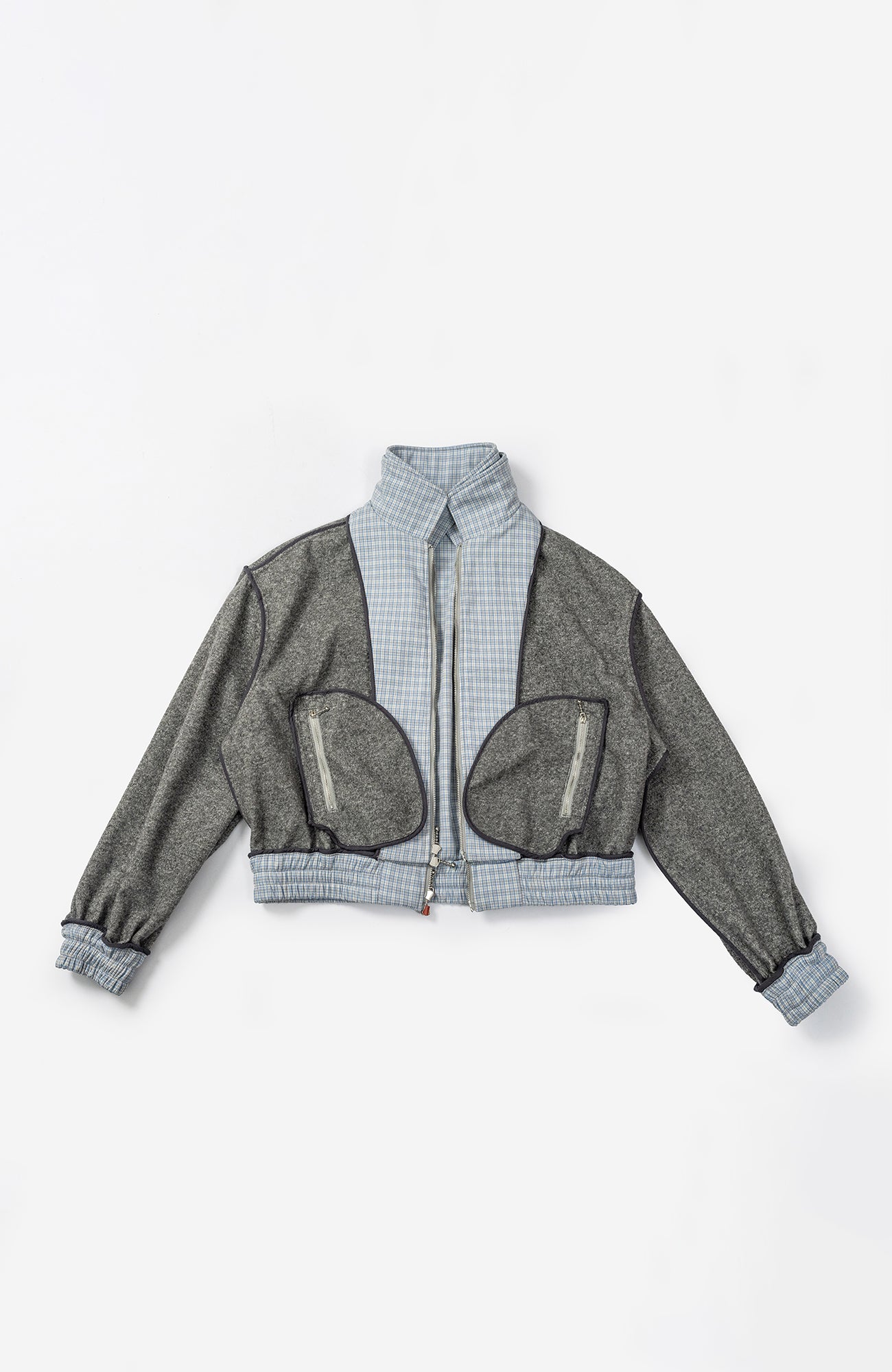 KADAKADA Double-Layer Collar Reversible Plaid Jacket