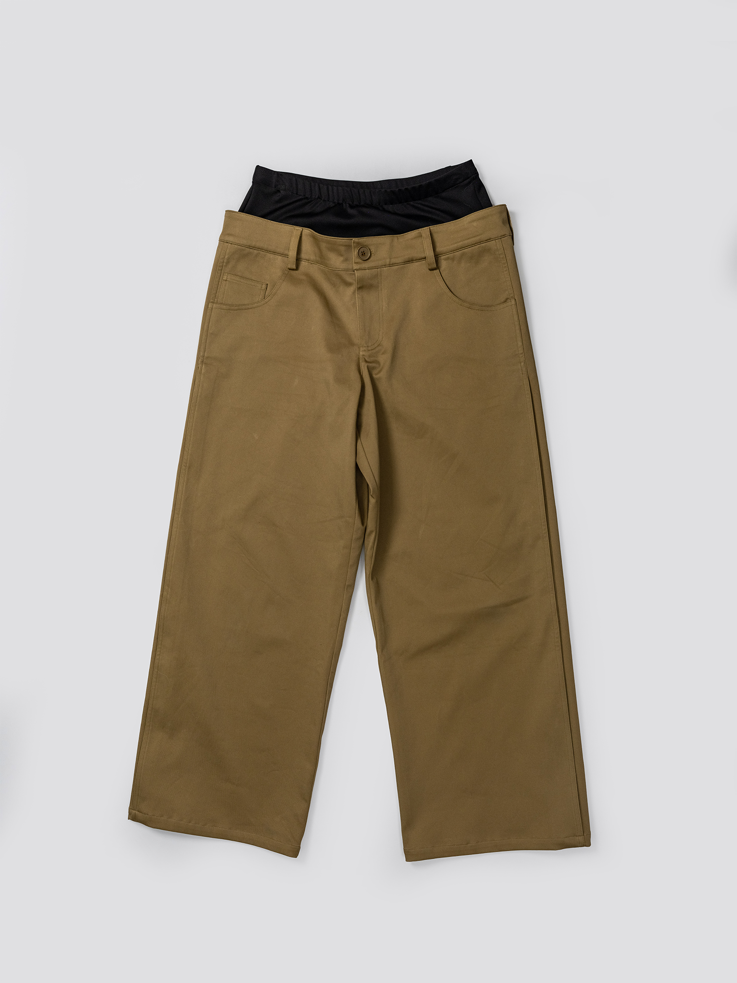 KADAKADA Dual-Waist Contrast Panel Trousers