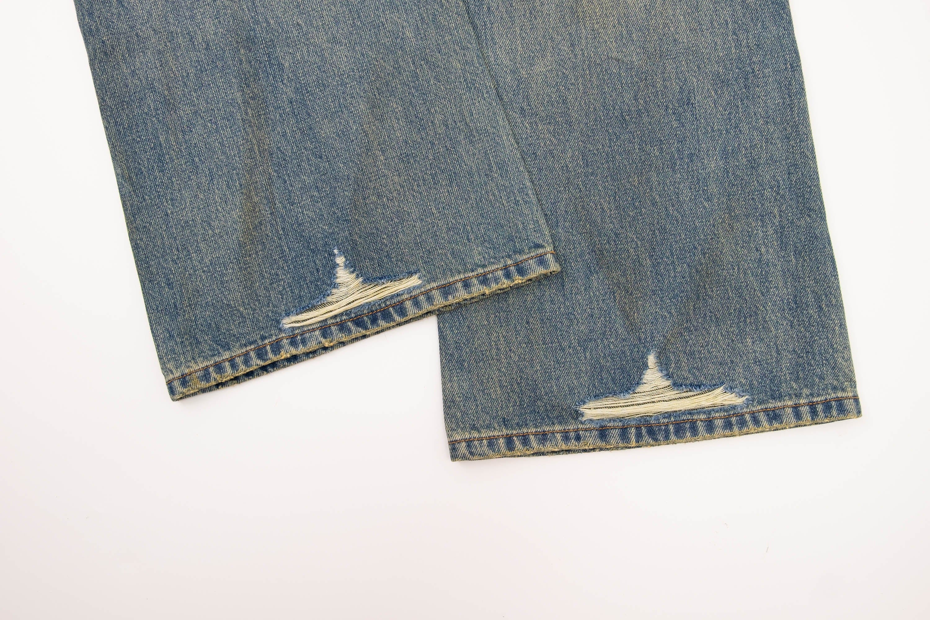 IN EXISTENCE Distressed Cut-Out Oversized Jeans, premium urban and streetwear designers apparel on PROJECTISR.com, IN EXISTENCE
