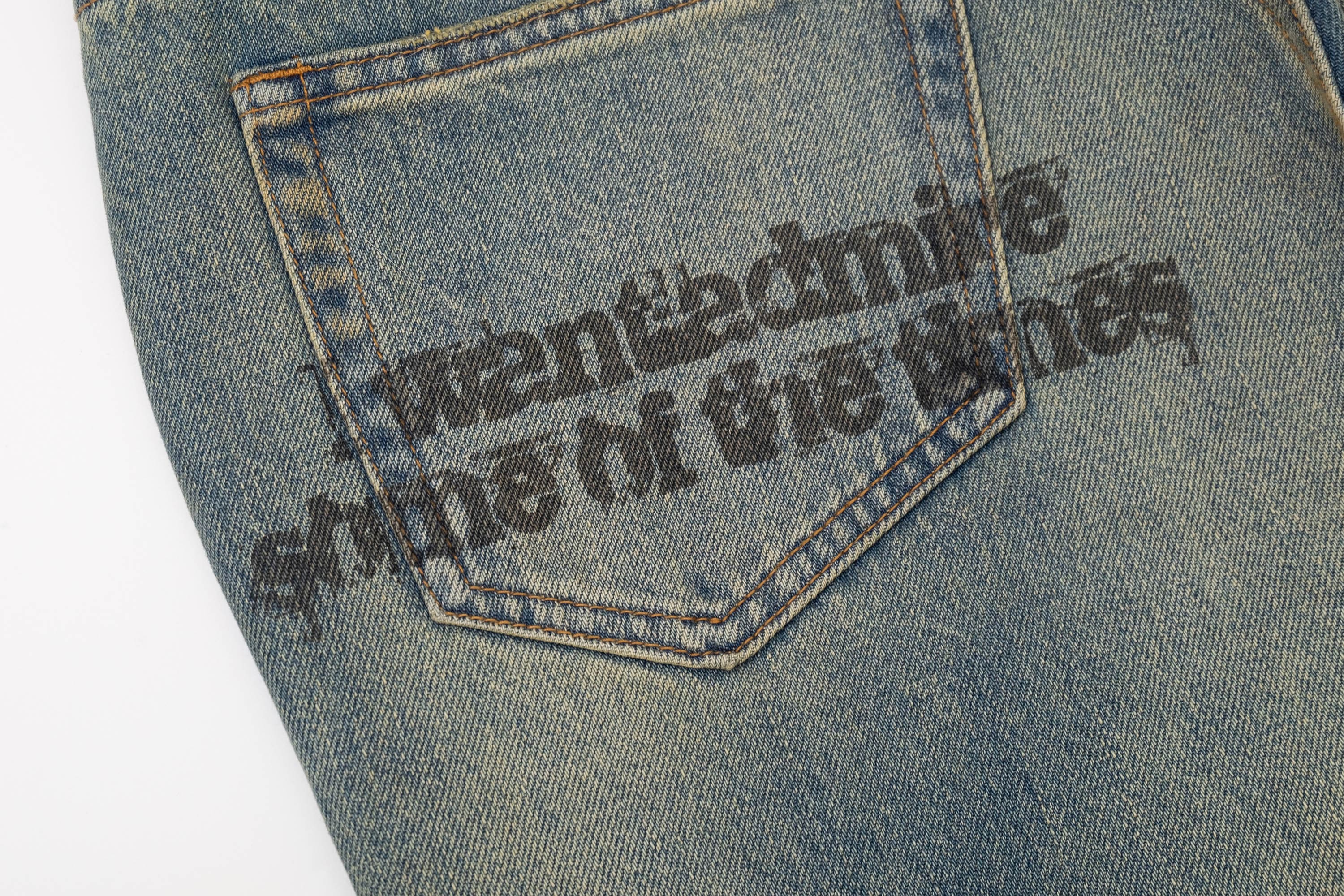 IN EXISTENCE Distressed Cut-Out Oversized Jeans, premium urban and streetwear designers apparel on PROJECTISR.com, IN EXISTENCE