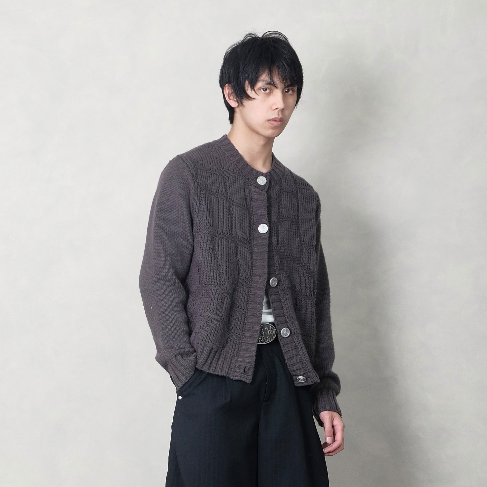 IN EXISTENCE Wool-Blend Snake Scale Jacquard Cardigan