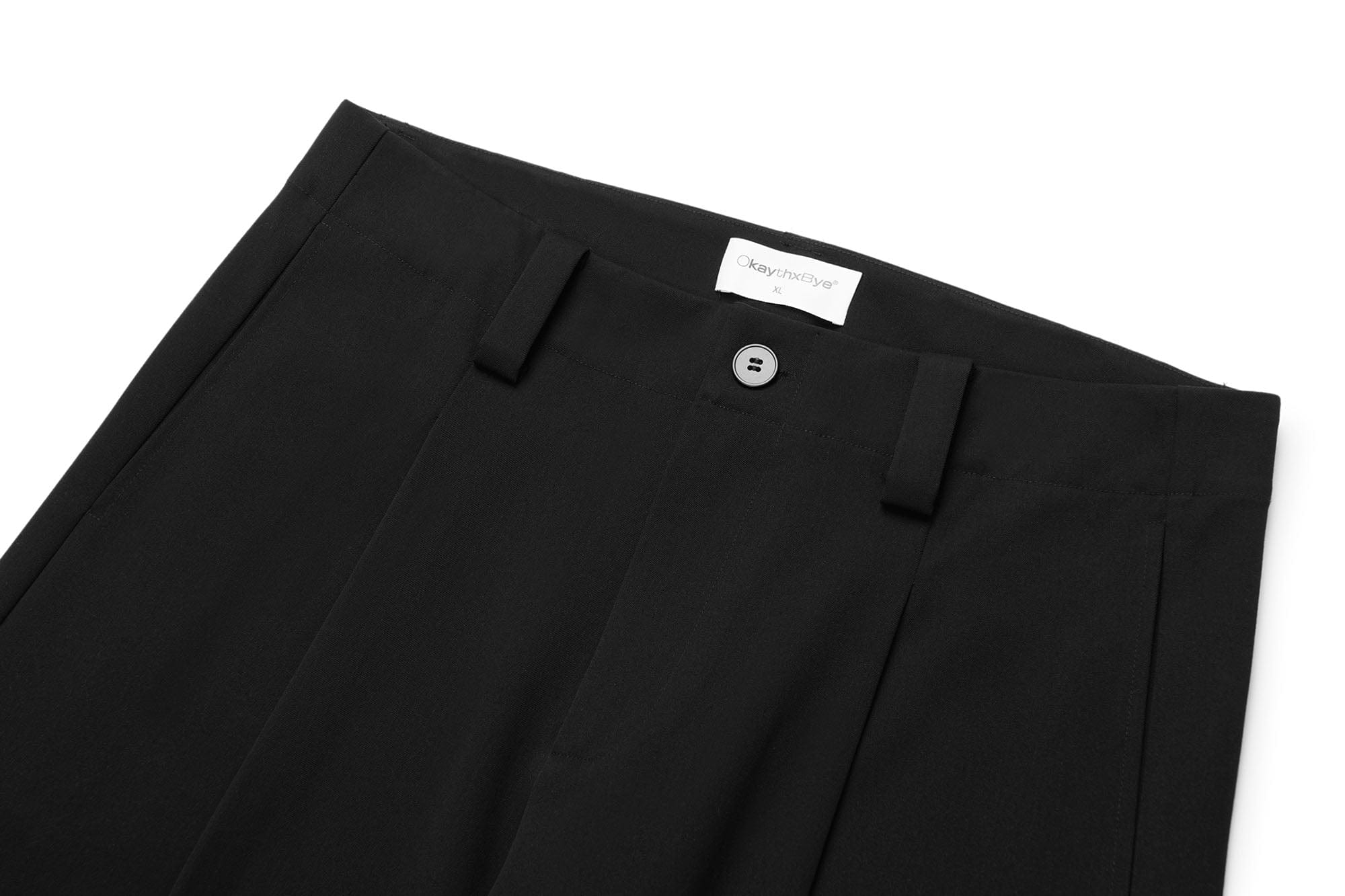 OKAYTHXBYE Pleated Curved Wide-Leg Trousers