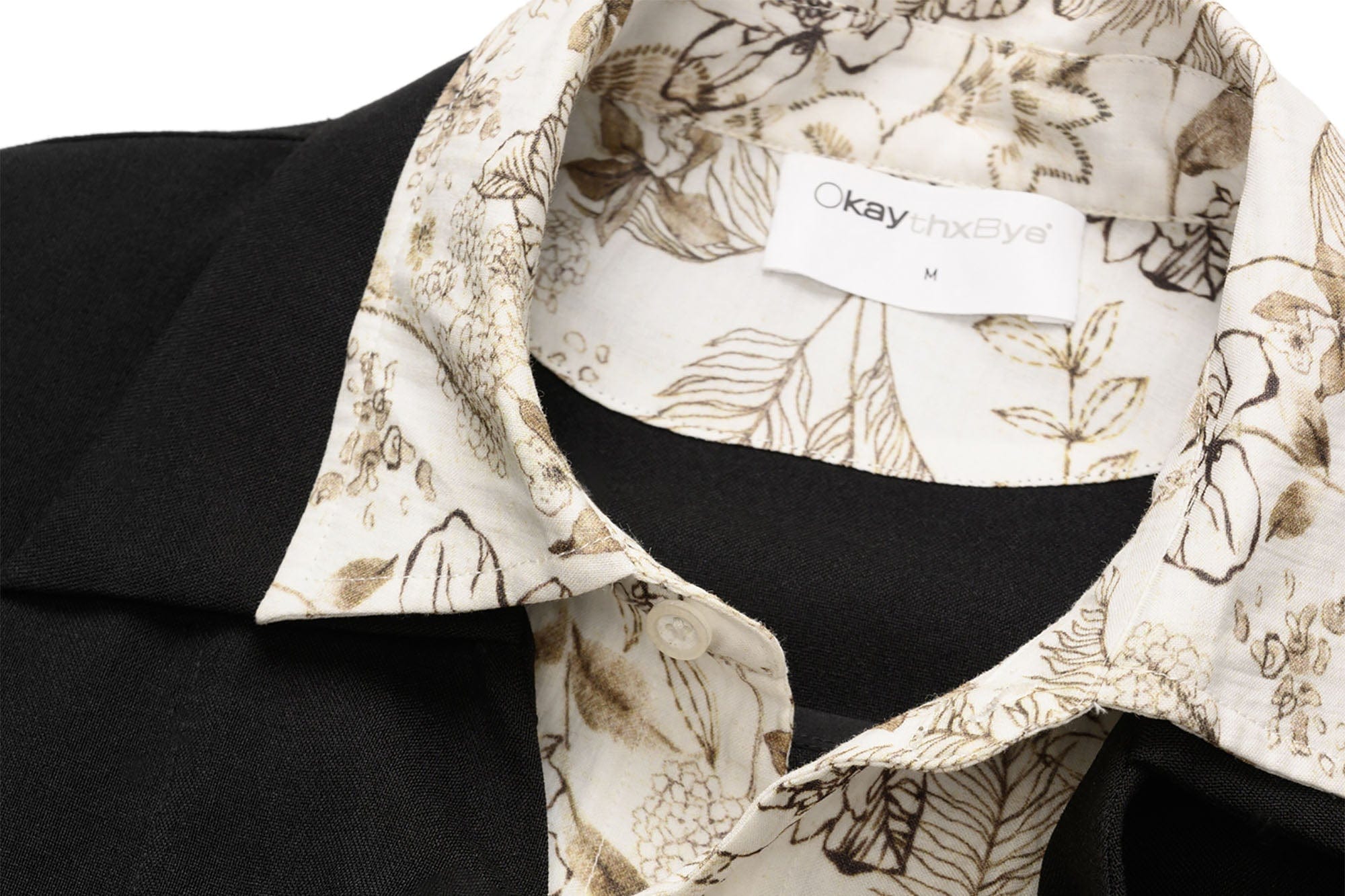 OKAYTHXBYE Double-Layer Floral Half Shirt