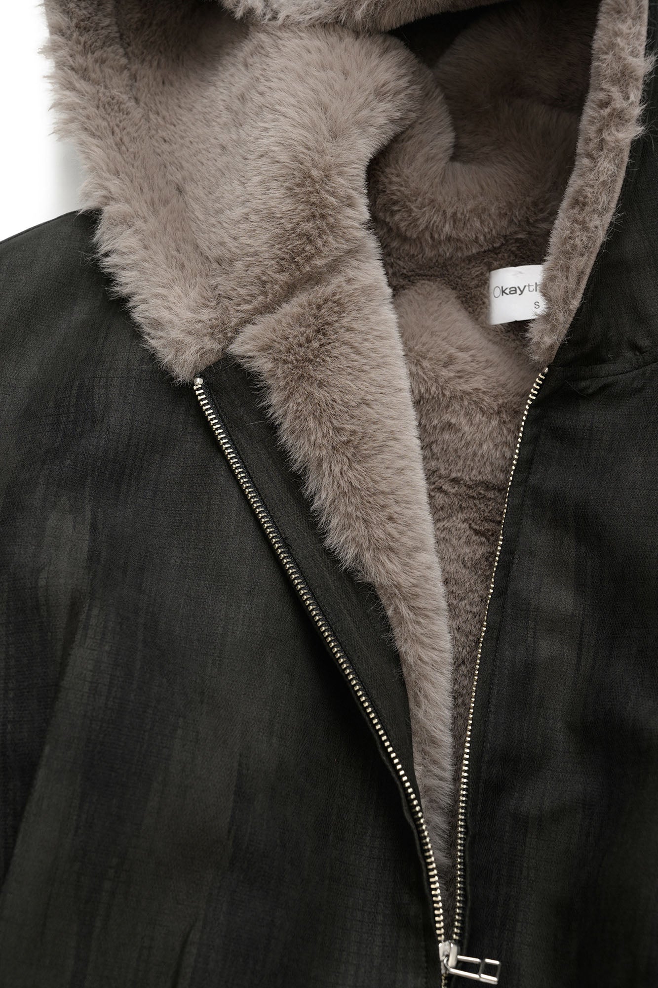 OKAYTHXBYE Faux Mink Lined Hooded Bomber Jacket