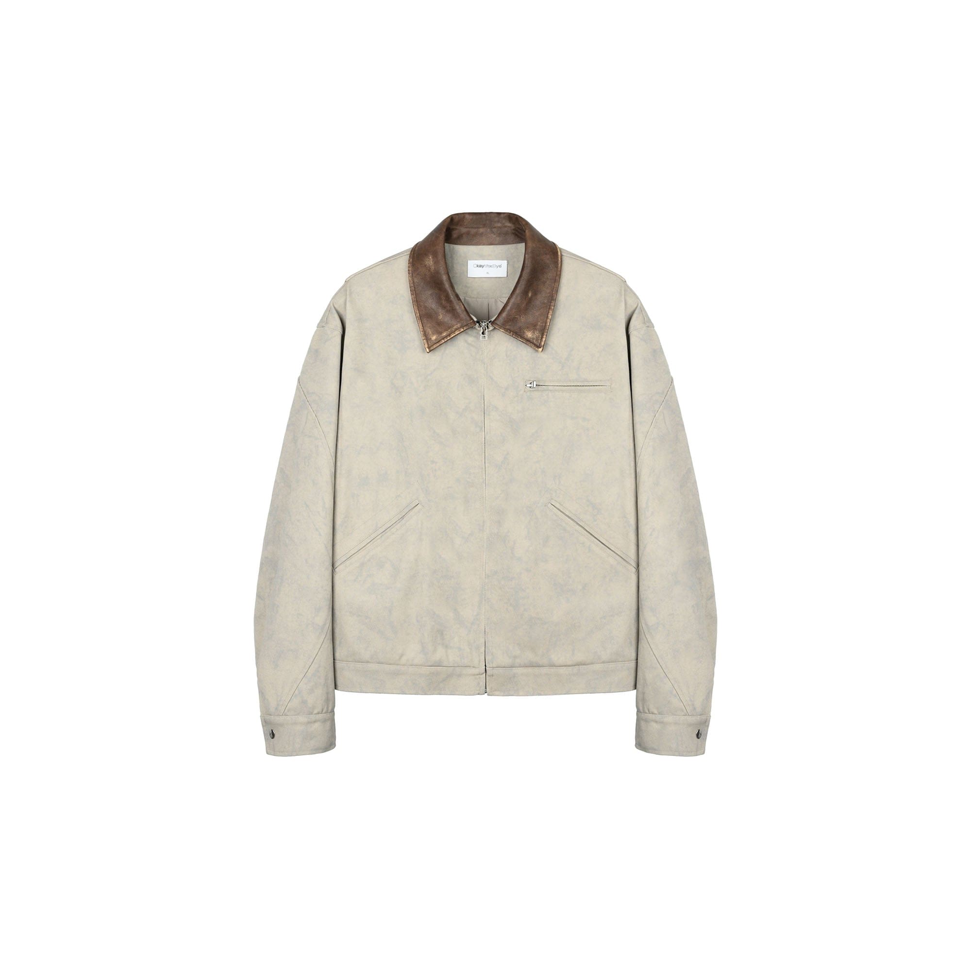 OKAYTHXBYE Essential Contrast Collar Washed Jacket, premium urban and streetwear designers apparel on PROJECTISR.com, OKAYTHXBYE