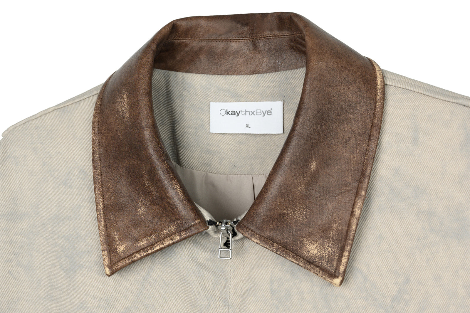 OKAYTHXBYE Essential Contrast Collar Washed Jacket, premium urban and streetwear designers apparel on PROJECTISR.com, OKAYTHXBYE