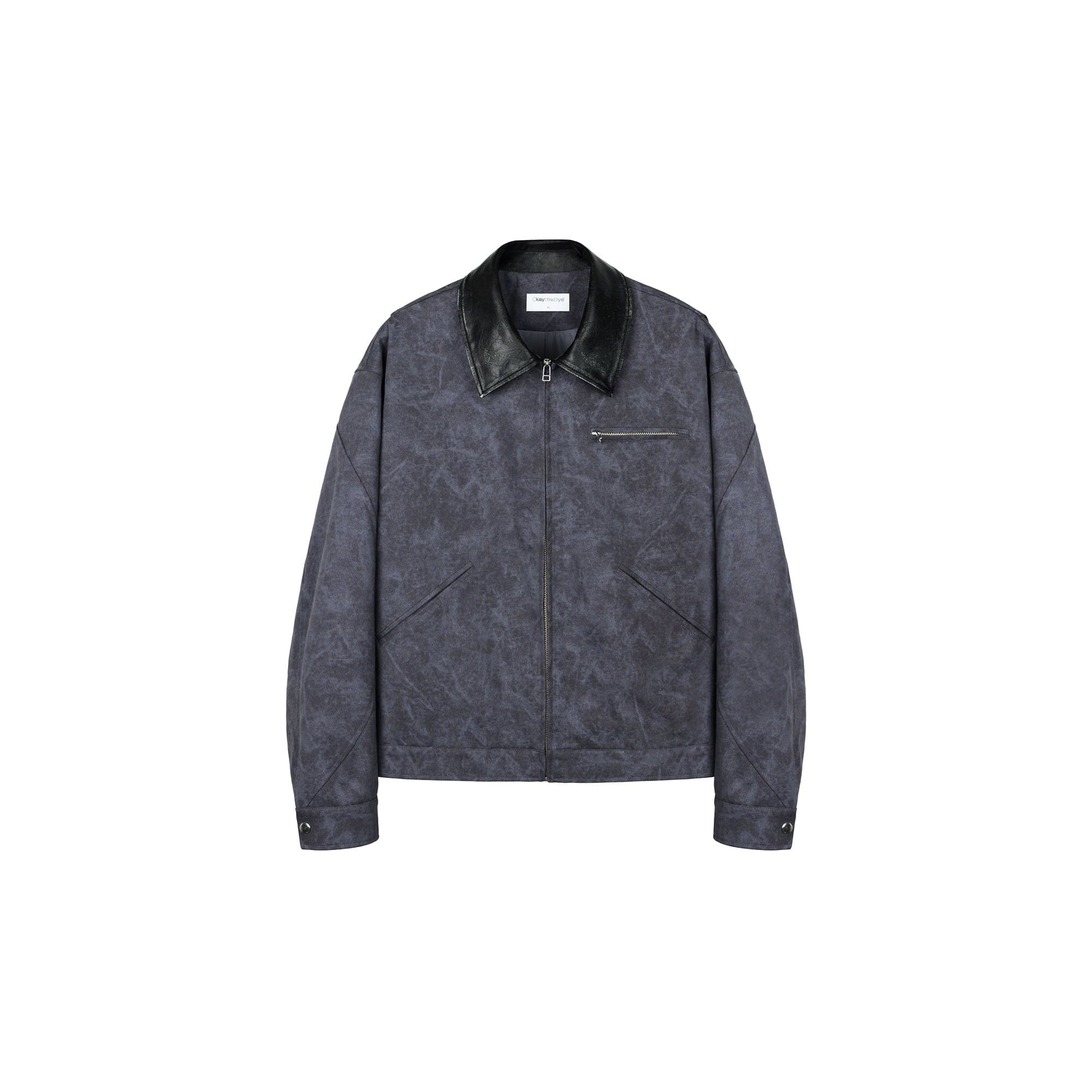 OKAYTHXBYE Essential Contrast Collar Washed Jacket, premium urban and streetwear designers apparel on PROJECTISR.com, OKAYTHXBYE