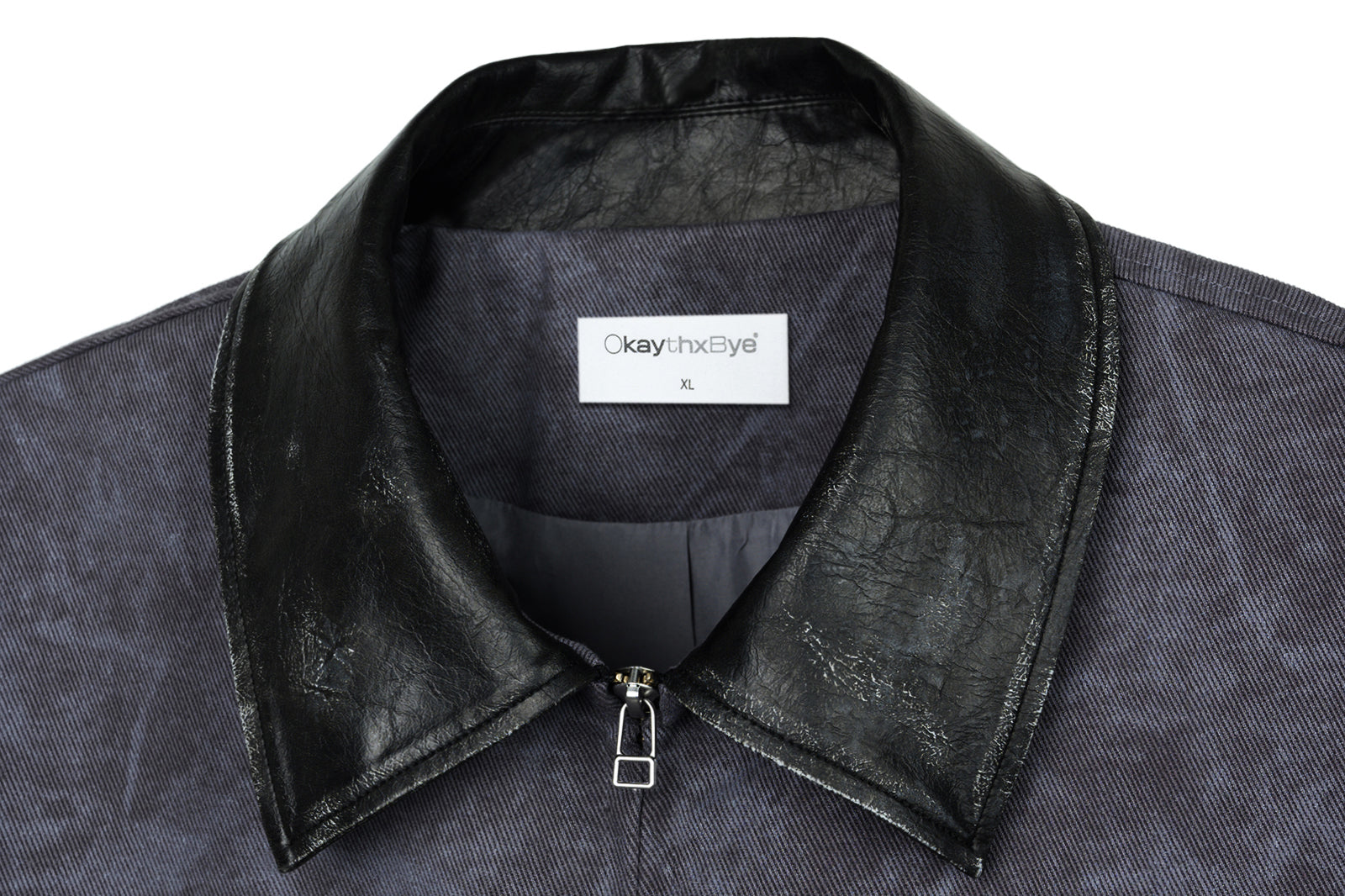 OKAYTHXBYE Essential Contrast Collar Washed Jacket, premium urban and streetwear designers apparel on PROJECTISR.com, OKAYTHXBYE