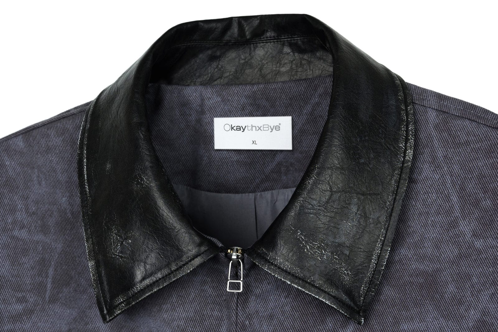 OKAYTHXBYE Essential Contrast Collar Washed Jacket, premium urban and streetwear designers apparel on PROJECTISR.com, OKAYTHXBYE