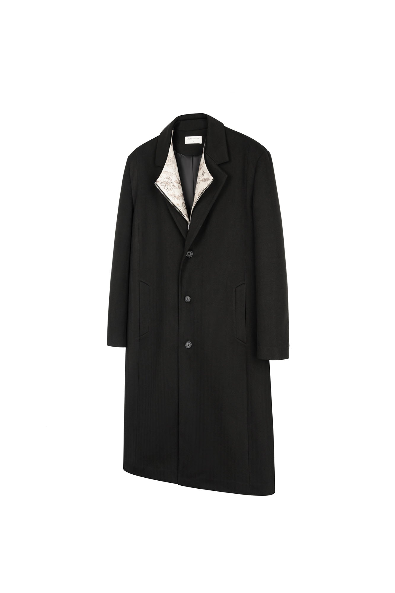 OKAYTHXBYE Convertible Jacquard Zip-Lapel Long Coat, premium urban and streetwear designers apparel on PROJECTISR.com, OKAYTHXBYE