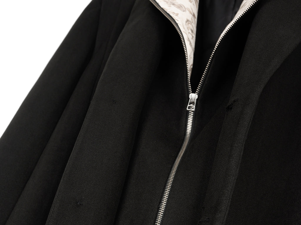 OKAYTHXBYE Convertible Jacquard Zip-Lapel Long Coat, premium urban and streetwear designers apparel on PROJECTISR.com, OKAYTHXBYE