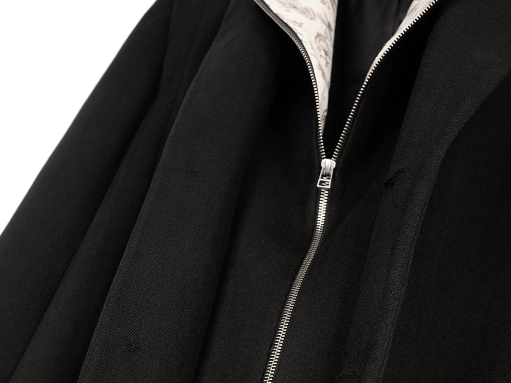 OKAYTHXBYE Convertible Jacquard Zip-Lapel Long Coat, premium urban and streetwear designers apparel on PROJECTISR.com, OKAYTHXBYE