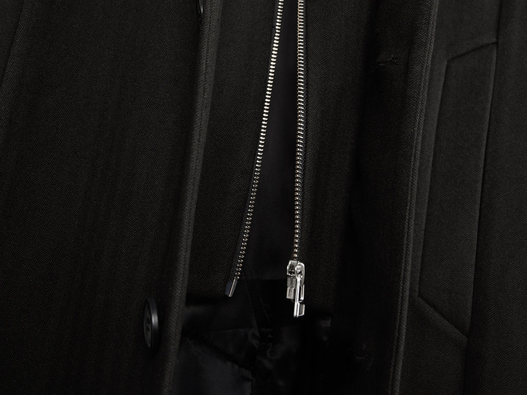 OKAYTHXBYE Convertible Jacquard Zip-Lapel Long Coat, premium urban and streetwear designers apparel on PROJECTISR.com, OKAYTHXBYE
