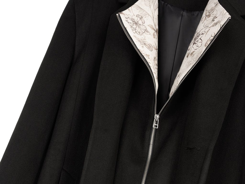 OKAYTHXBYE Convertible Jacquard Zip-Lapel Long Coat, premium urban and streetwear designers apparel on PROJECTISR.com, OKAYTHXBYE