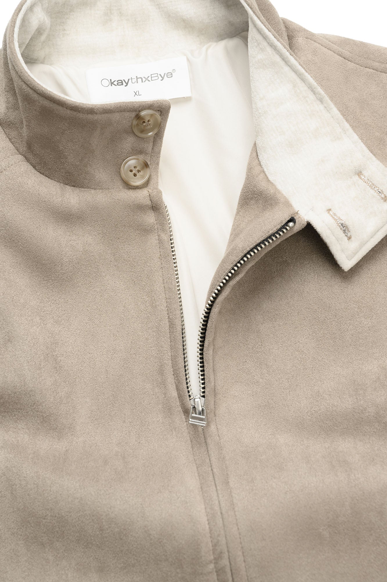 OKAYTHXBYE Contrast Collar Suede Jacket