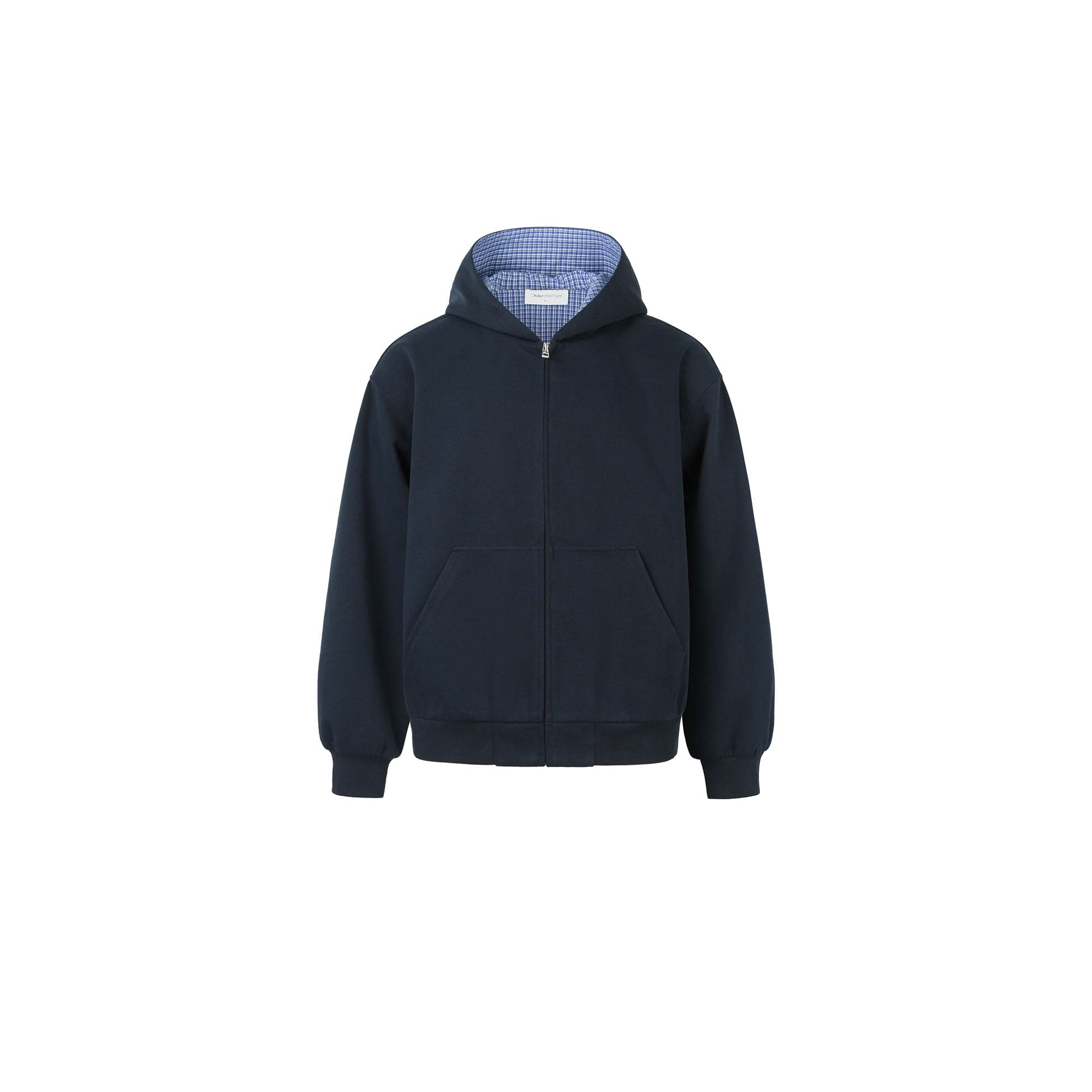 OKAYTHXBYE Houndstooth-Lined Zip-Up Hooded Jacket, premium urban and streetwear designers apparel on PROJECTISR.com, OKAYTHXBYE