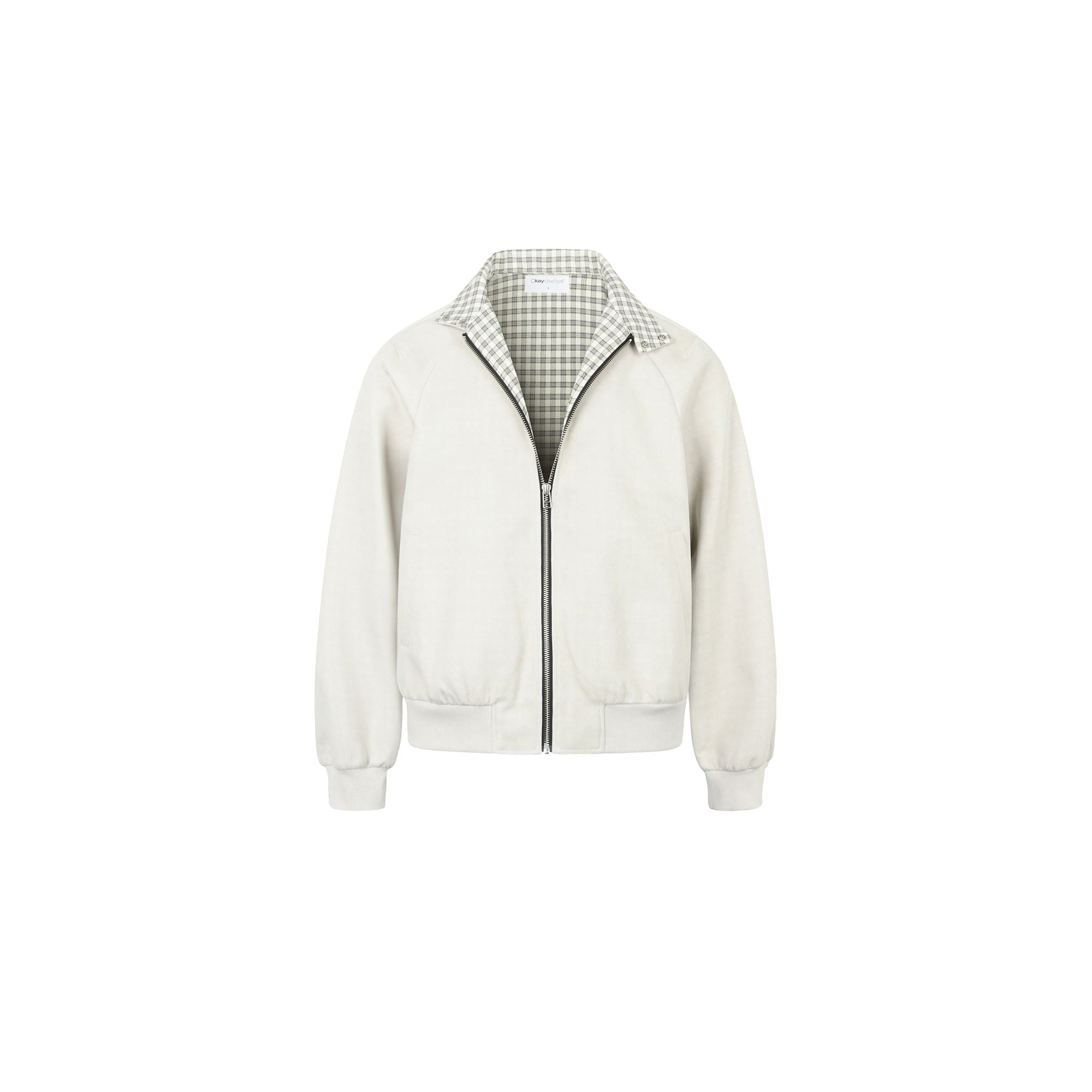OKAYTHXBYE Checker-Lined Harrington Jacket, premium urban and streetwear designers apparel on PROJECTISR.com, OKAYTHXBYE