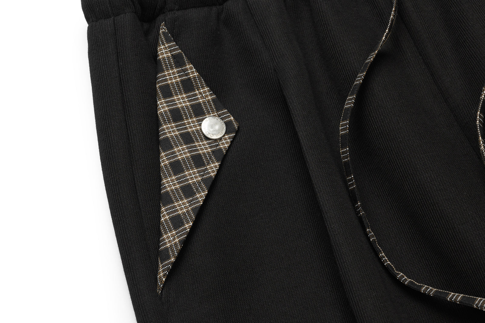 OKAYTHXBYE Plaid Layered Waist Drawstring Sweatpants, premium urban and streetwear designers apparel on PROJECTISR.com, OKAYTHXBYE