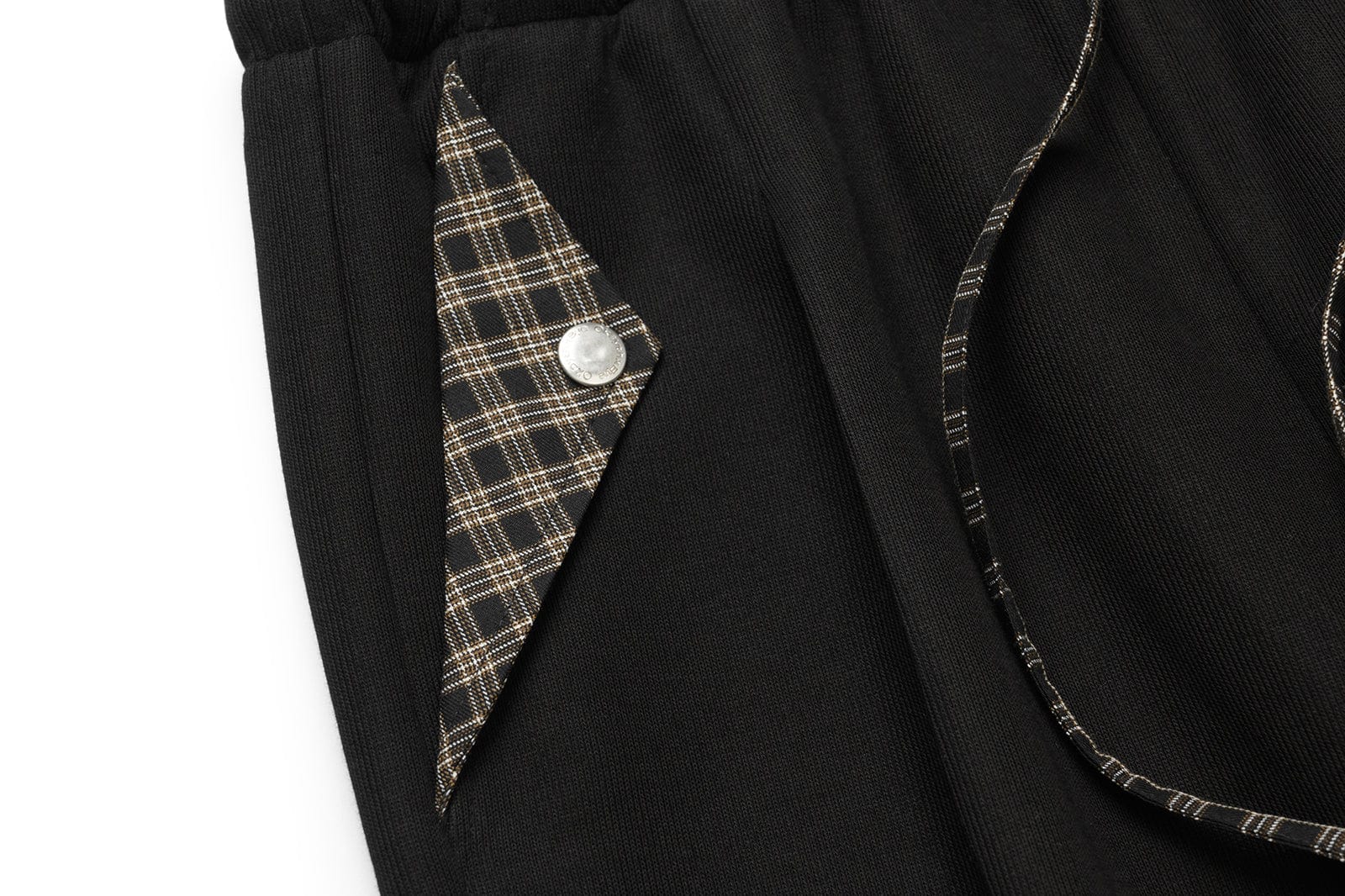 OKAYTHXBYE Plaid Layered Waist Drawstring Sweatpants, premium urban and streetwear designers apparel on PROJECTISR.com, OKAYTHXBYE
