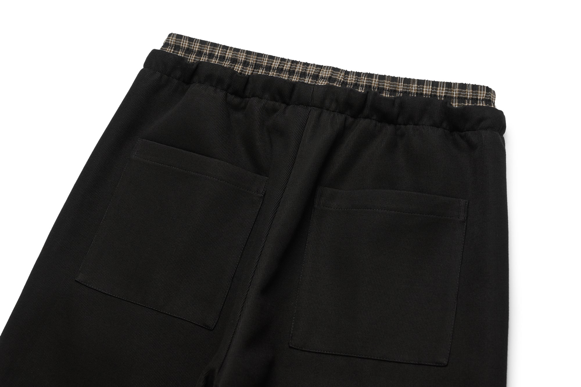 OKAYTHXBYE Plaid Layered Waist Drawstring Sweatpants, premium urban and streetwear designers apparel on PROJECTISR.com, OKAYTHXBYE