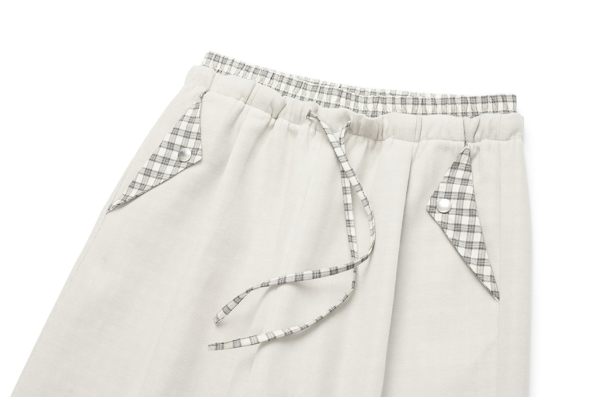 OKAYTHXBYE Plaid Layered Waist Drawstring Sweatpants, premium urban and streetwear designers apparel on PROJECTISR.com, OKAYTHXBYE