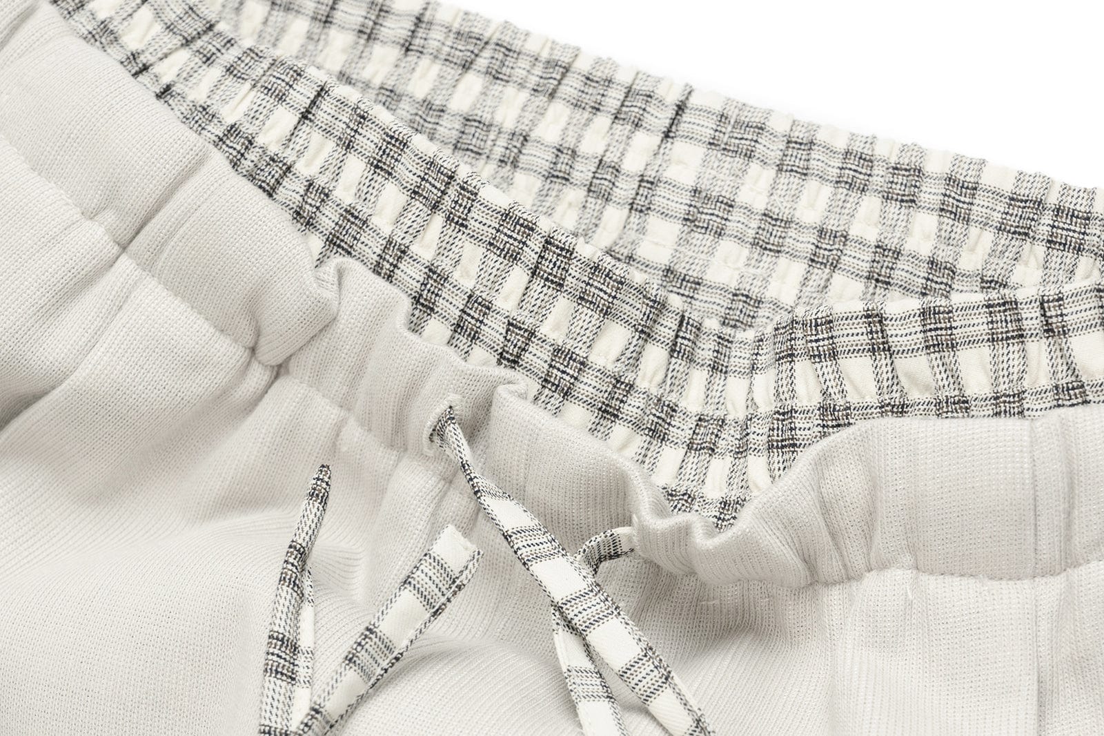 OKAYTHXBYE Plaid Layered Waist Drawstring Sweatpants, premium urban and streetwear designers apparel on PROJECTISR.com, OKAYTHXBYE