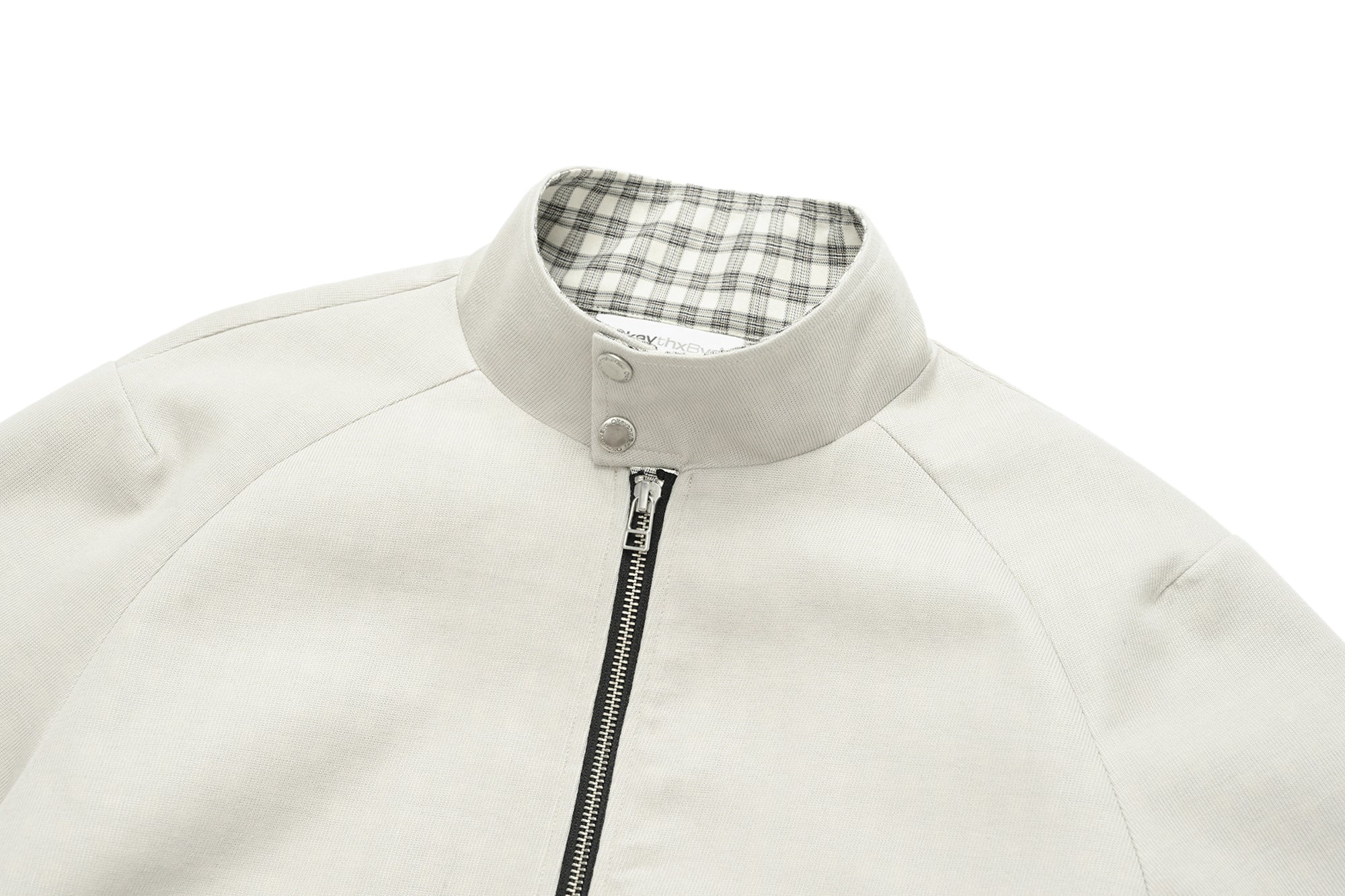 OKAYTHXBYE Checker-Lined Harrington Jacket, premium urban and streetwear designers apparel on PROJECTISR.com, OKAYTHXBYE