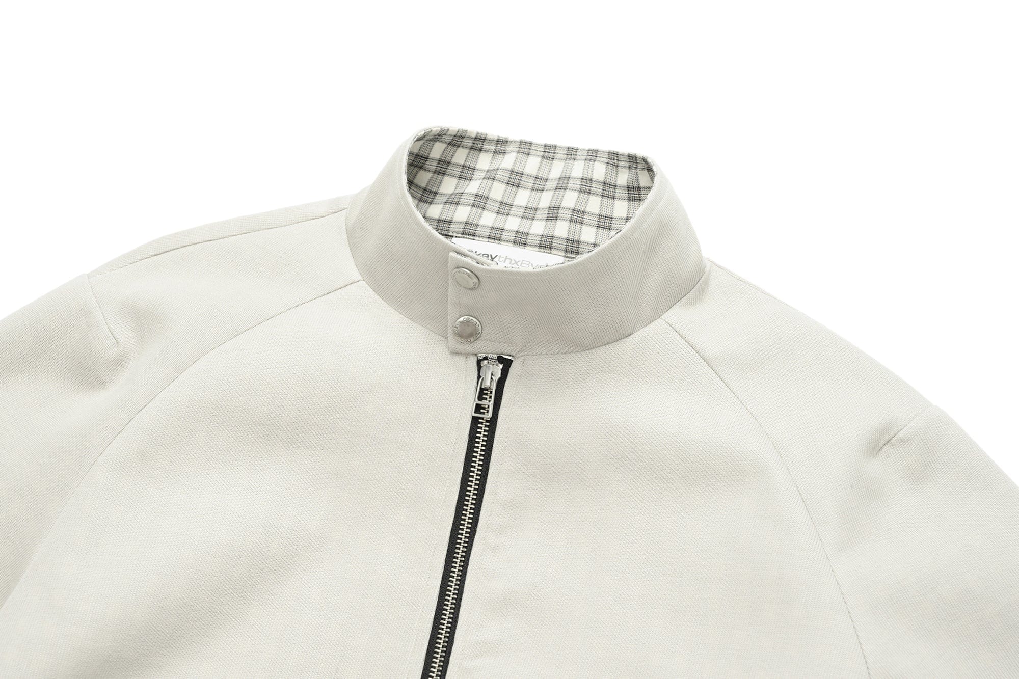 OKAYTHXBYE Checker-Lined Harrington Jacket, premium urban and streetwear designers apparel on PROJECTISR.com, OKAYTHXBYE