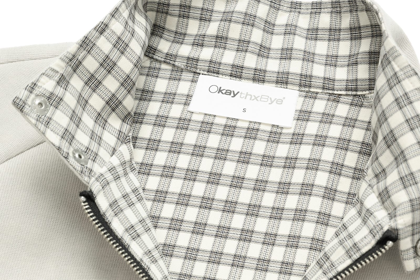 OKAYTHXBYE Checker-Lined Harrington Jacket, premium urban and streetwear designers apparel on PROJECTISR.com, OKAYTHXBYE