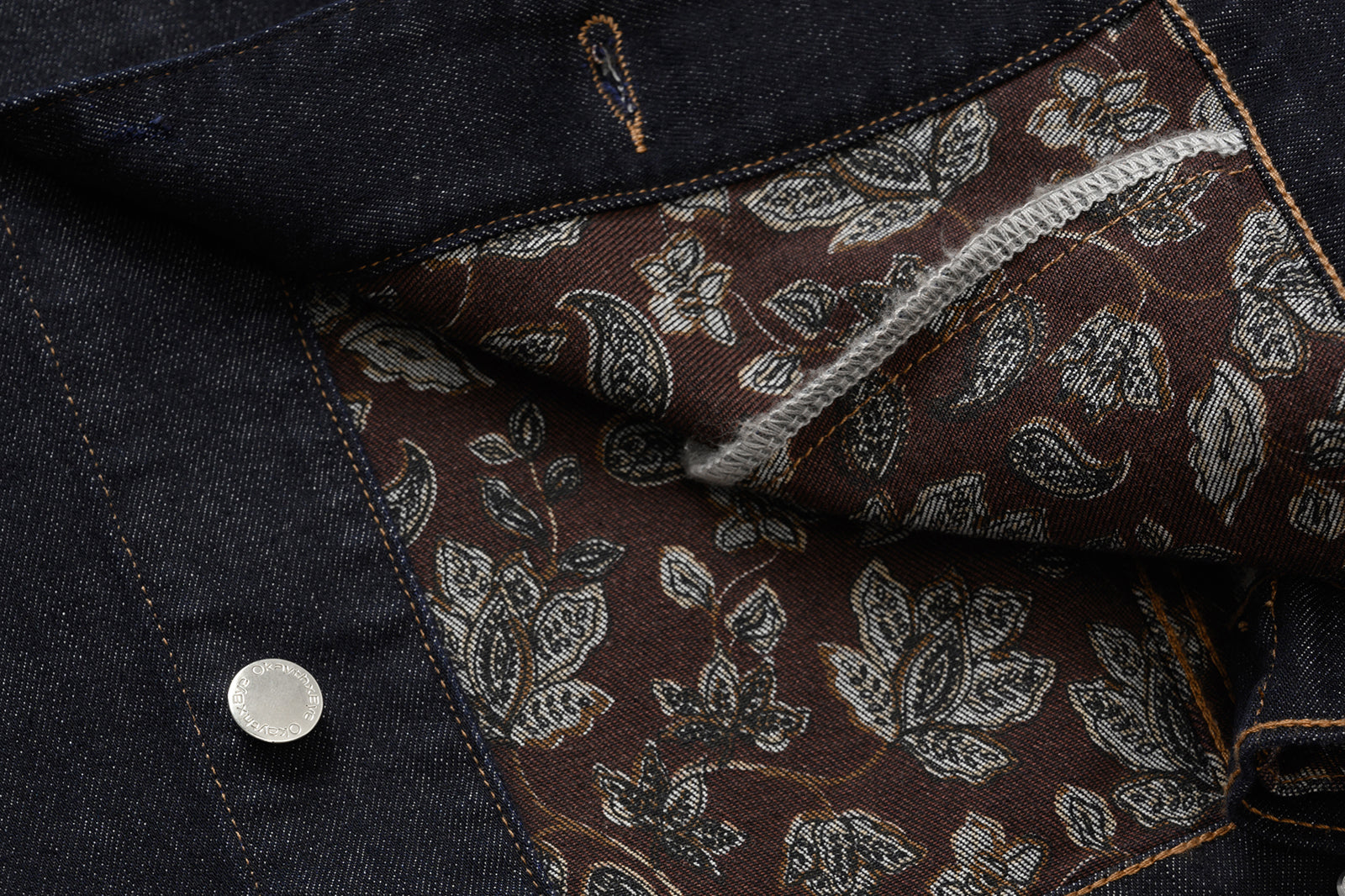 OKAYTHXBYE Floral-Lined Denim Jacket, premium urban and streetwear designers apparel on PROJECTISR.com, OKAYTHXBYE