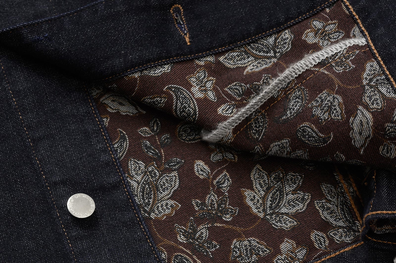 OKAYTHXBYE Floral-Lined Denim Jacket, premium urban and streetwear designers apparel on PROJECTISR.com, OKAYTHXBYE