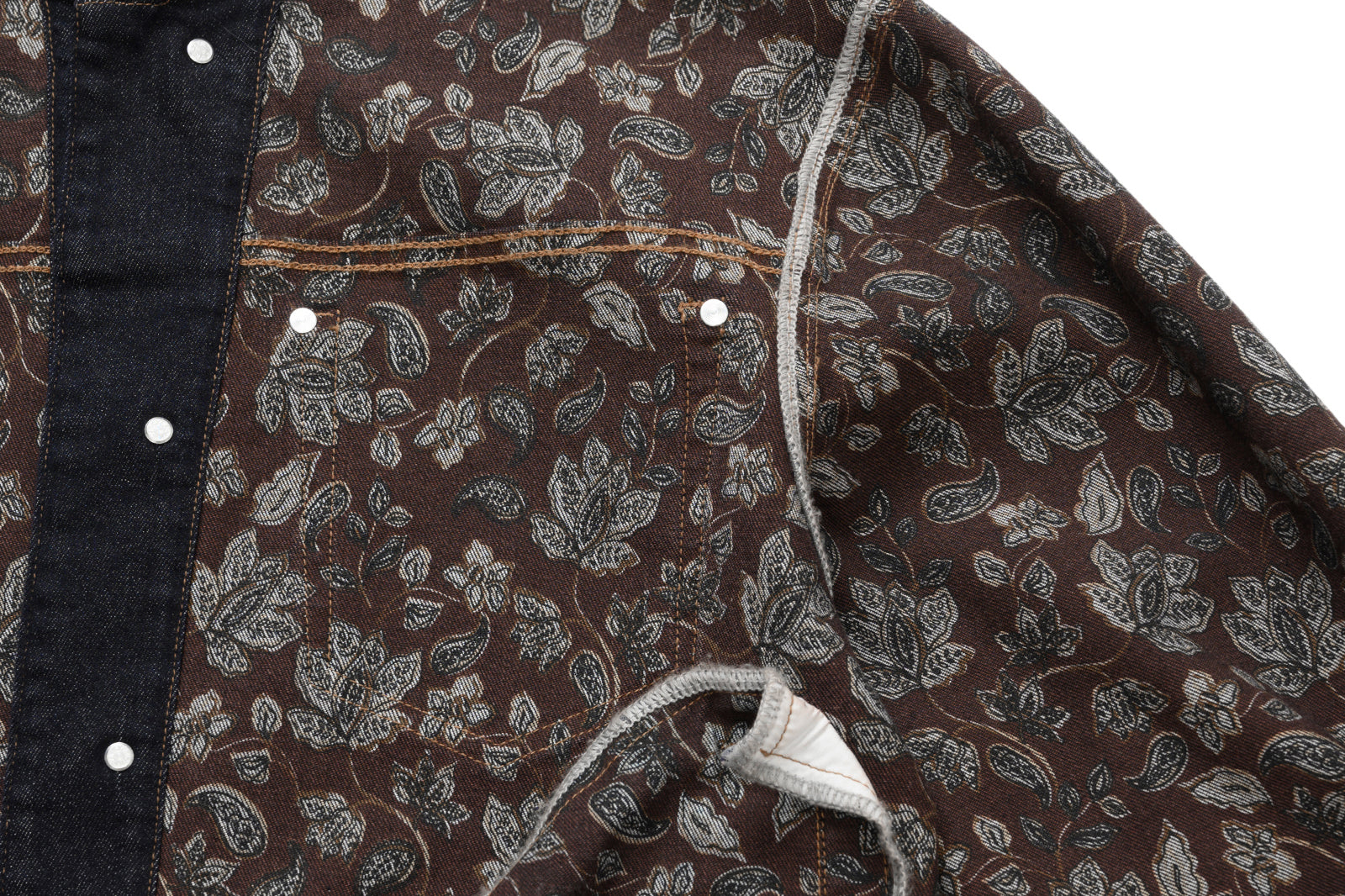 OKAYTHXBYE Floral-Lined Denim Jacket, premium urban and streetwear designers apparel on PROJECTISR.com, OKAYTHXBYE