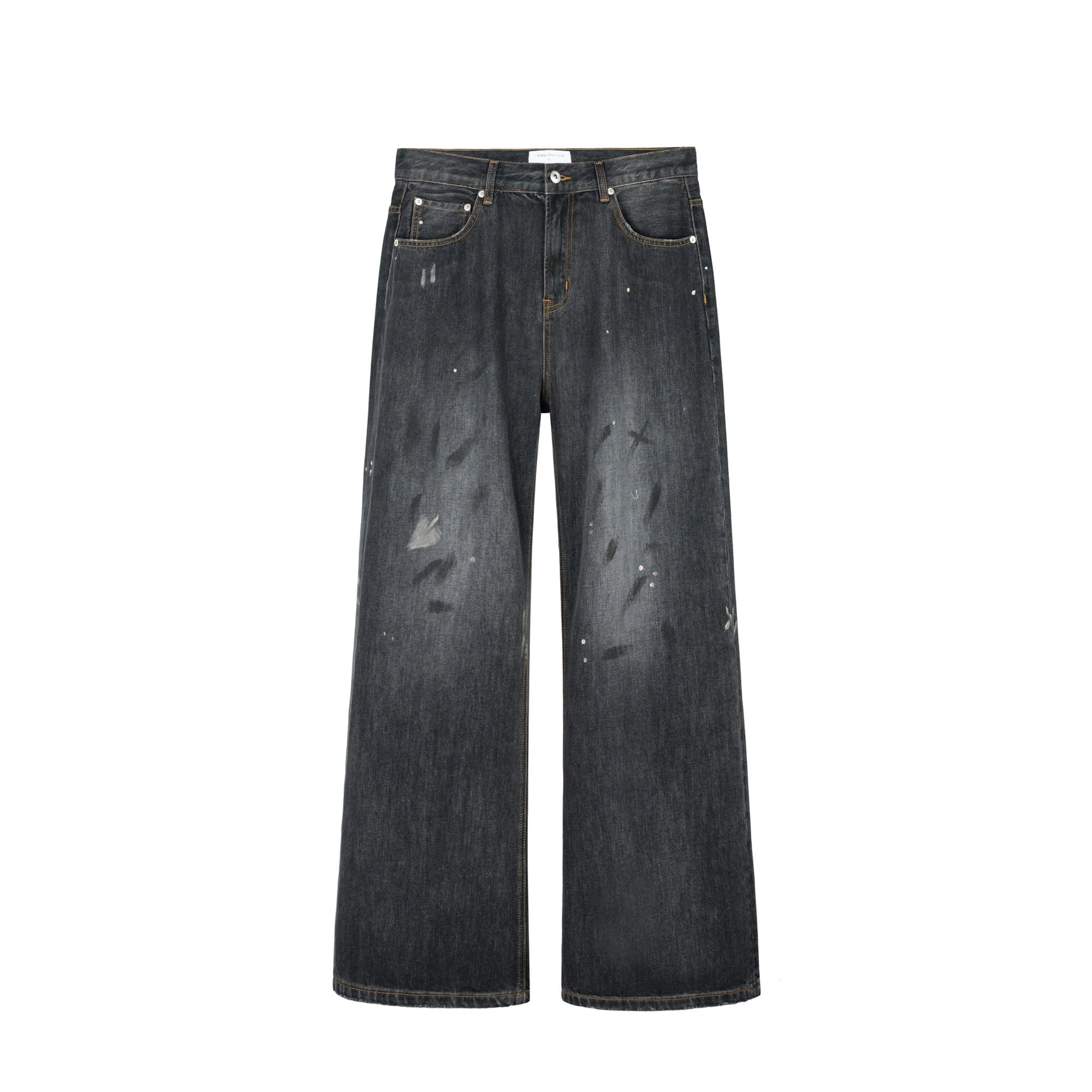 OKAYTHXBYE Paint-Splattered Distressed Jeans