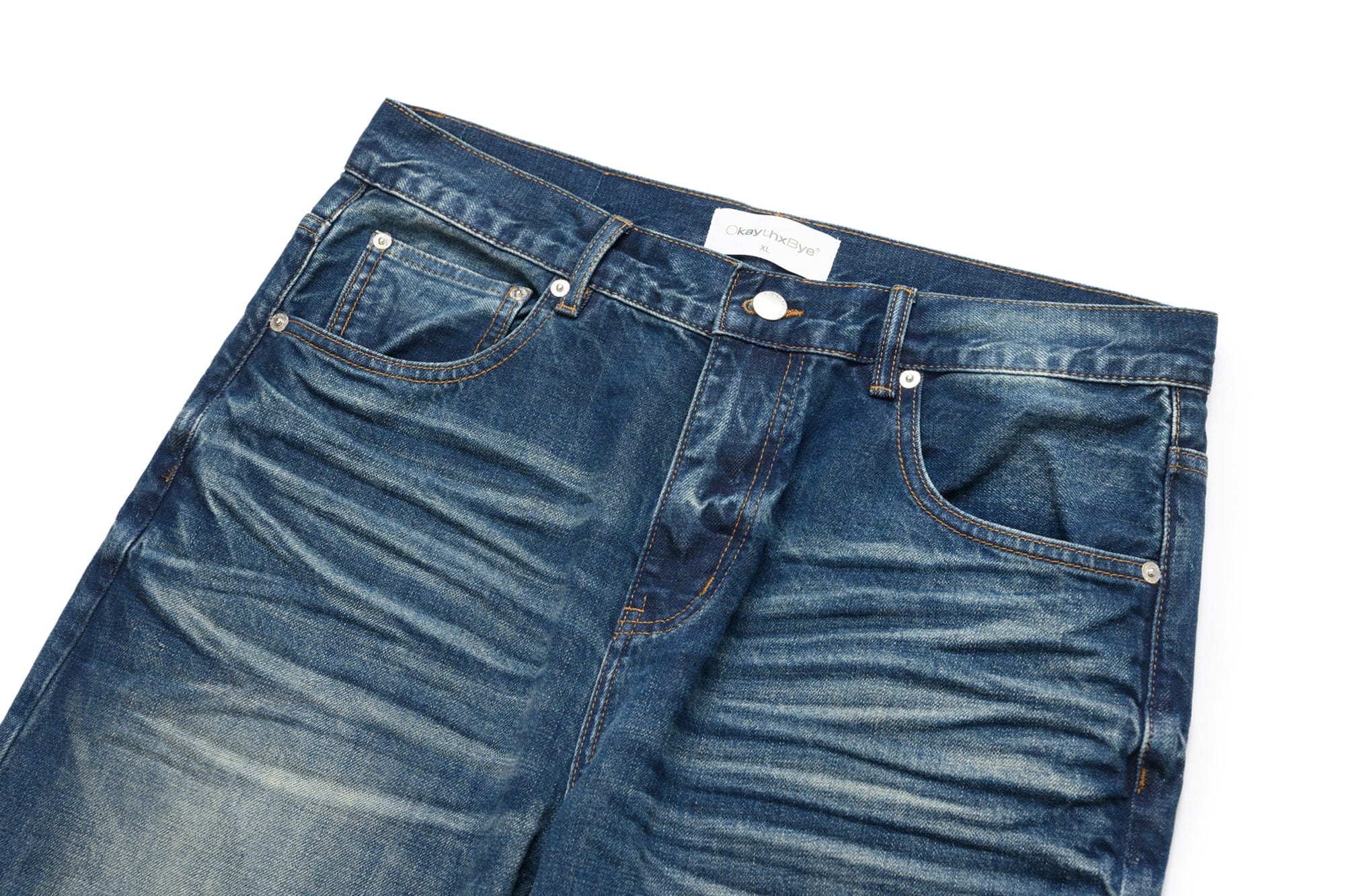 OKAYTHXBYE Wrinkled Washed Wide-Leg Jeans, premium urban and streetwear designers apparel on PROJECTISR.com, OKAYTHXBYE