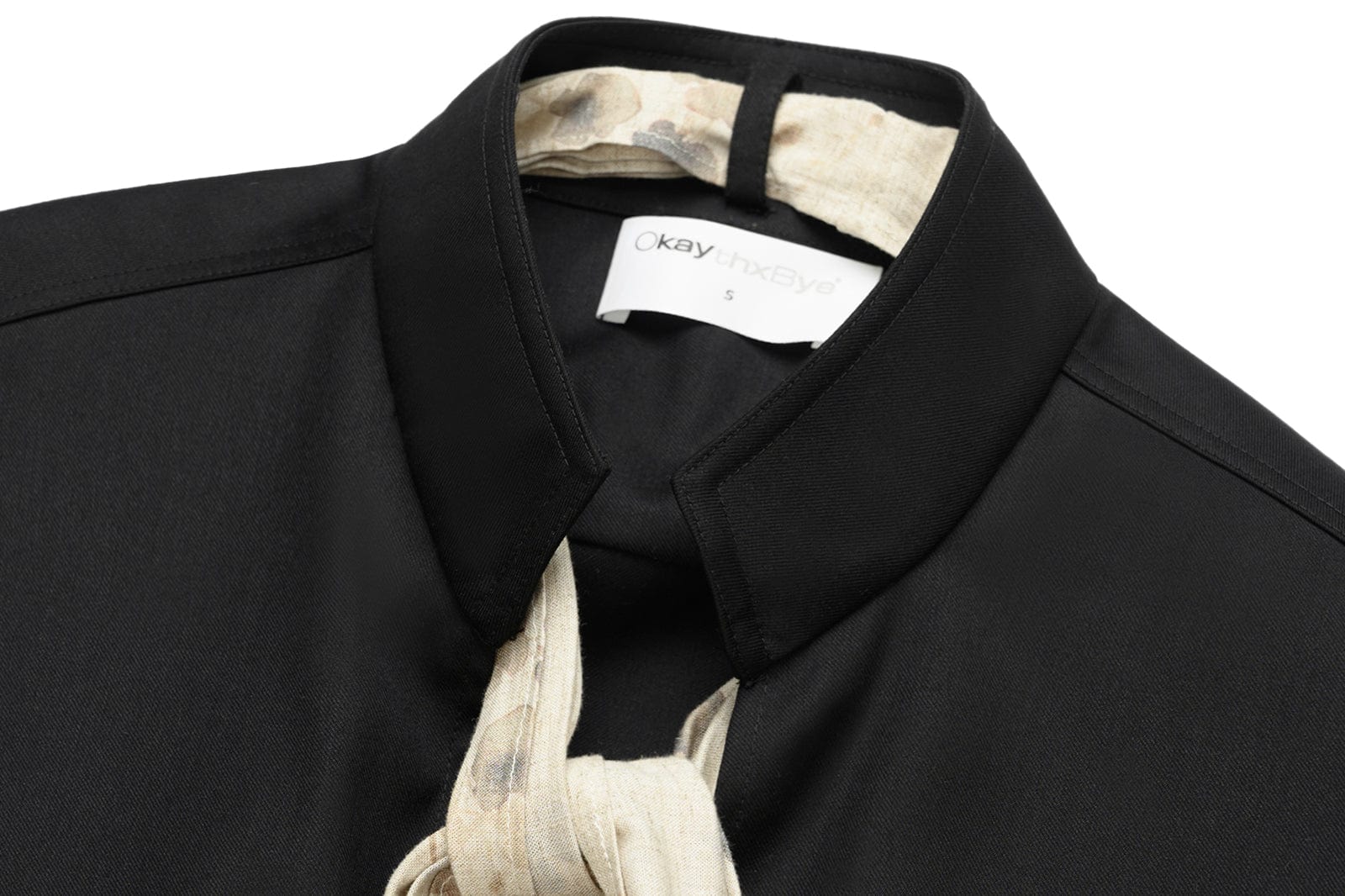 OKAYTHXBYE Multi-Wear Floral Scarf Mandarin Collar Shirt, premium urban and streetwear designers apparel on PROJECTISR.com, OKAYTHXBYE