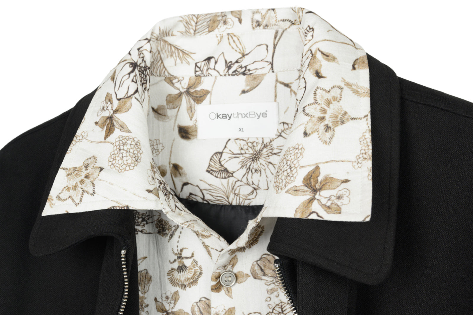 OKAYTHXBYE Double-Layer Floral Zip Jacket, premium urban and streetwear designers apparel on PROJECTISR.com, OKAYTHXBYE