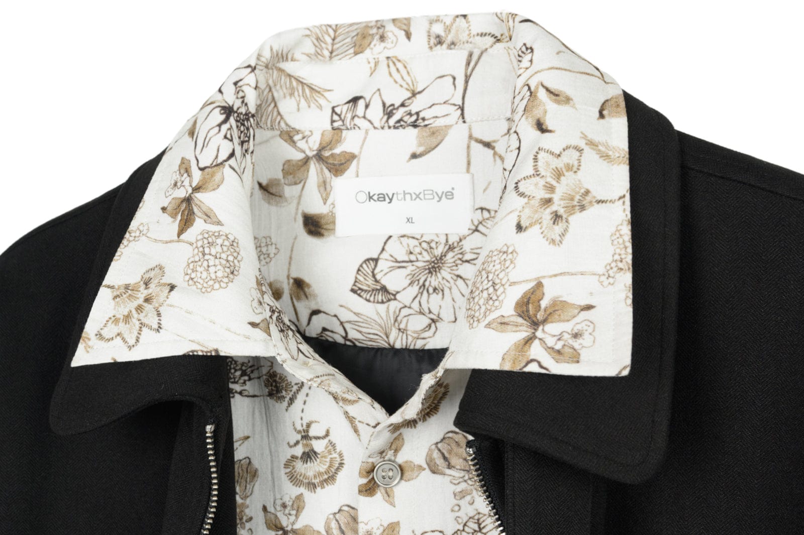 OKAYTHXBYE Double-Layer Floral Zip Jacket, premium urban and streetwear designers apparel on PROJECTISR.com, OKAYTHXBYE