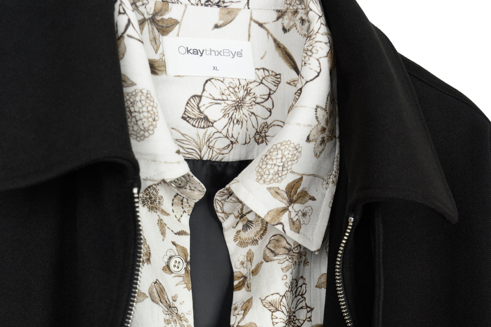 OKAYTHXBYE Double-Layer Floral Zip Jacket, premium urban and streetwear designers apparel on PROJECTISR.com, OKAYTHXBYE