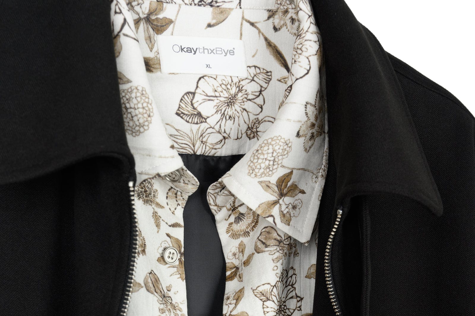OKAYTHXBYE Double-Layer Floral Zip Jacket, premium urban and streetwear designers apparel on PROJECTISR.com, OKAYTHXBYE