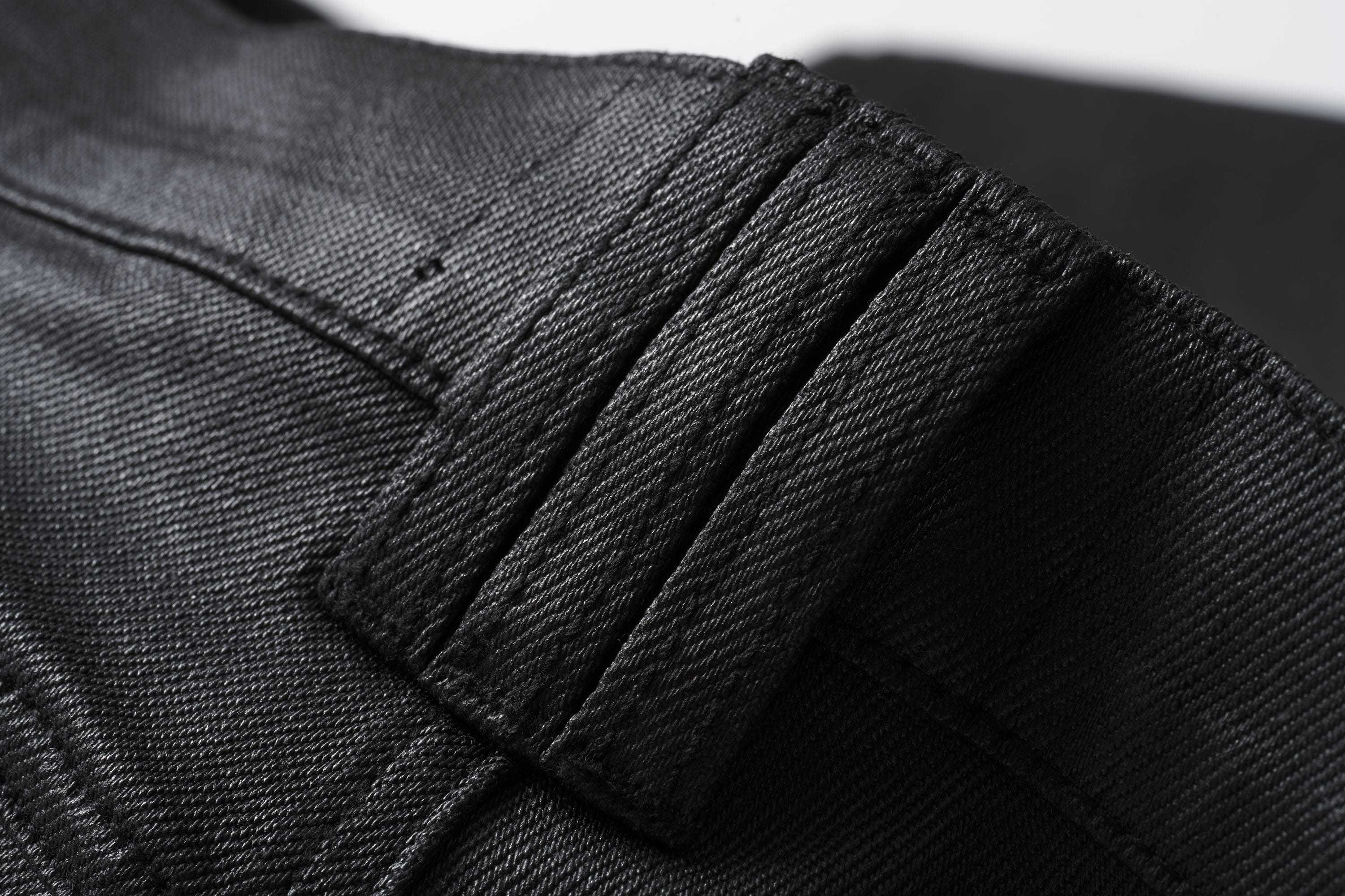 CATSSTAC Waxed Panelled Crinkled Jeans, premium urban and streetwear designers apparel on PROJECTISR.com, CATSSTAC
