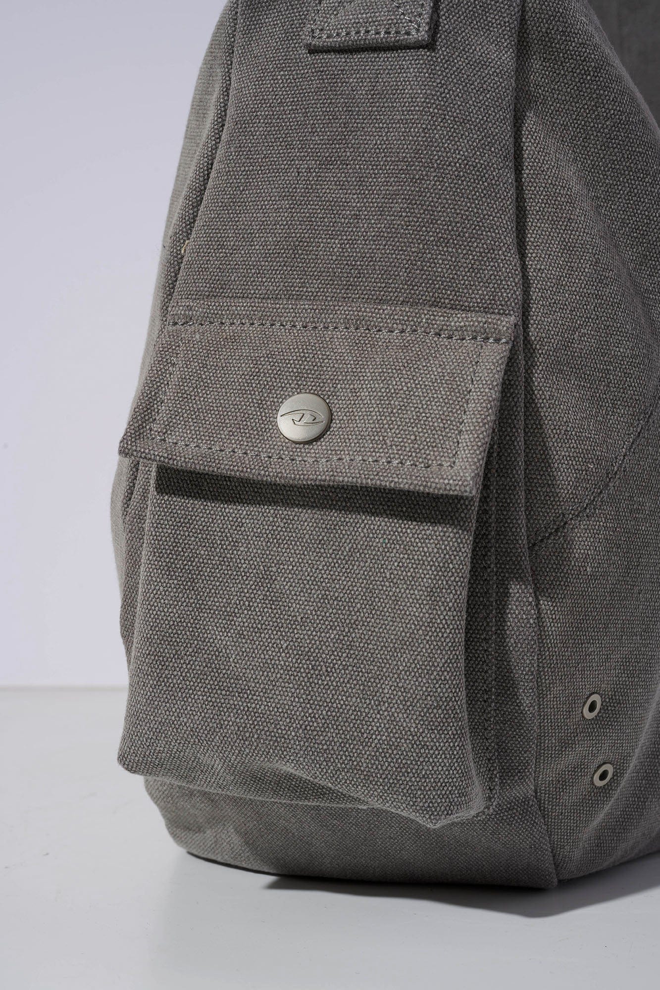 CATSSTAC Distressed Arc Panel Oversized Canvas Shoulder Bag, premium urban and streetwear designers apparel on PROJECTISR.com, CATSSTAC