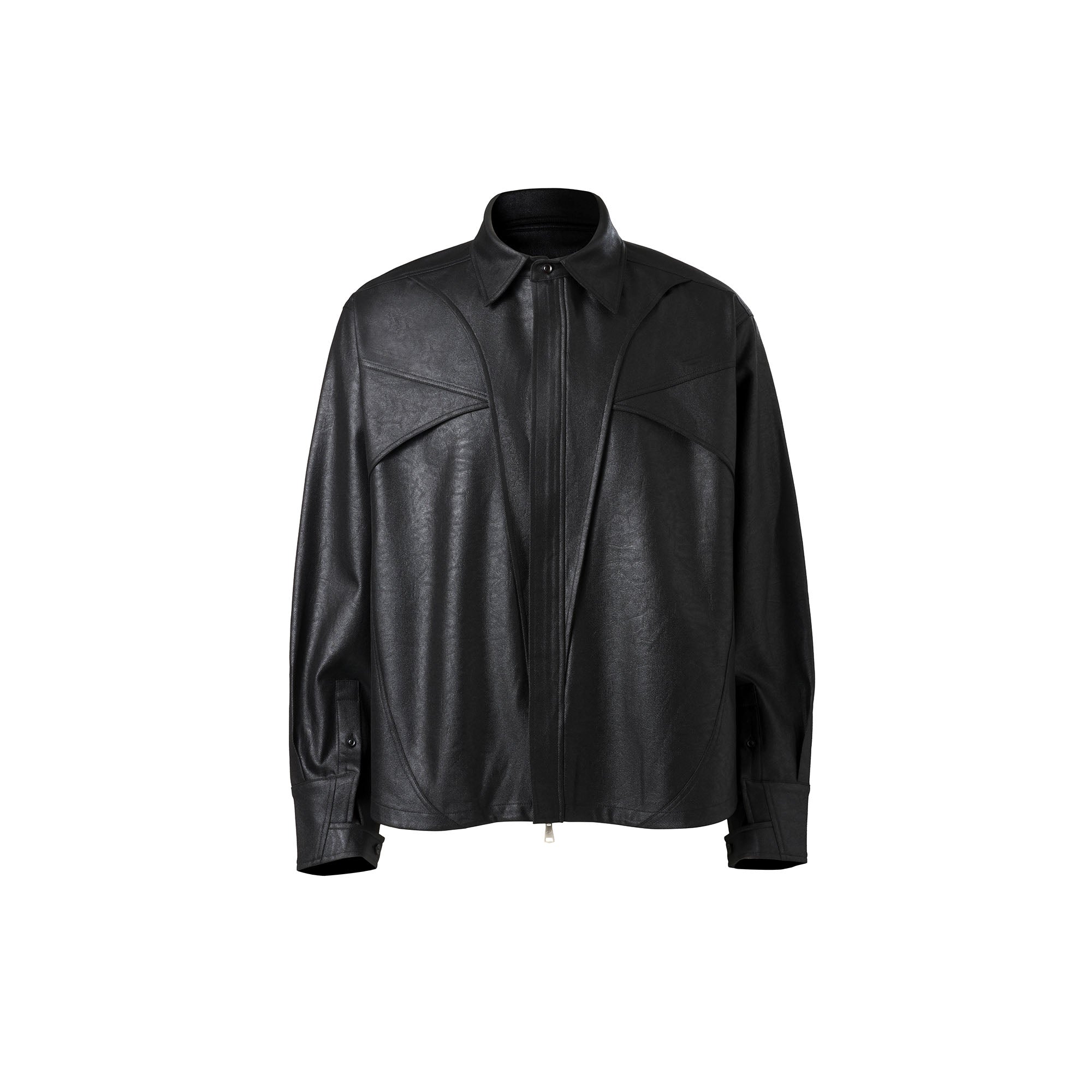 CATSSTAC Waxed Faux Leather Panel Jacket, premium urban and streetwear designers apparel on PROJECTISR.com, CATSSTAC