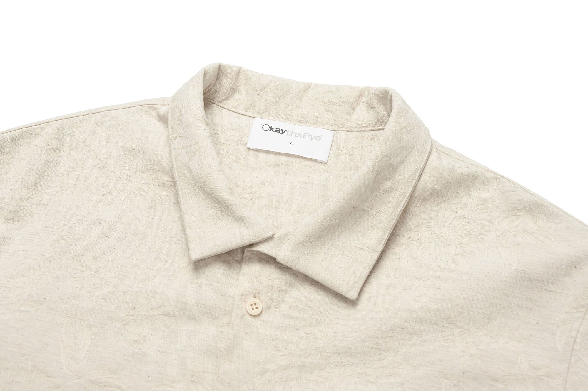 OKAYTHXBYE Floral Embossed Stand Collar Shirt