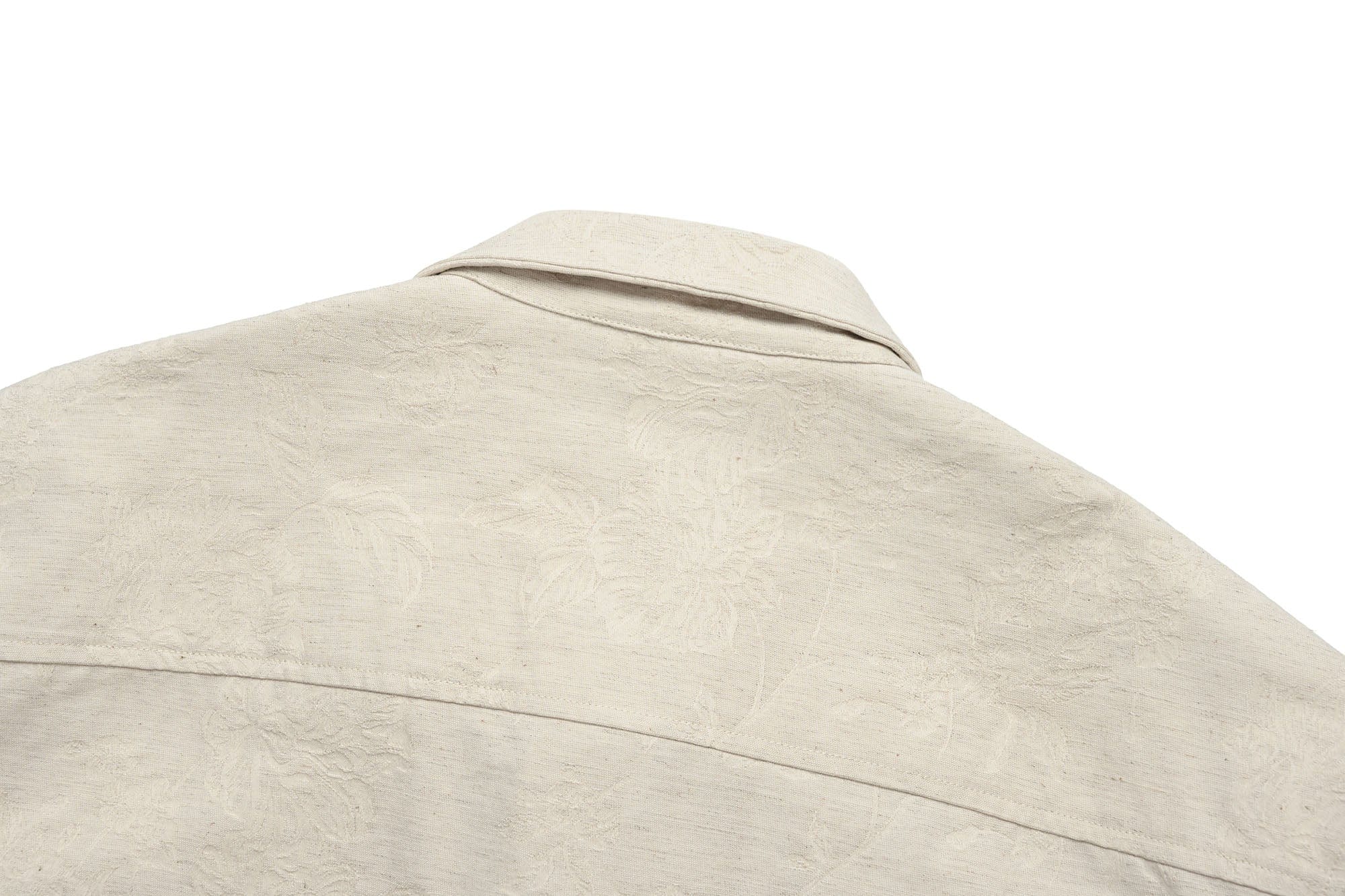 OKAYTHXBYE Floral Embossed Stand Collar Shirt