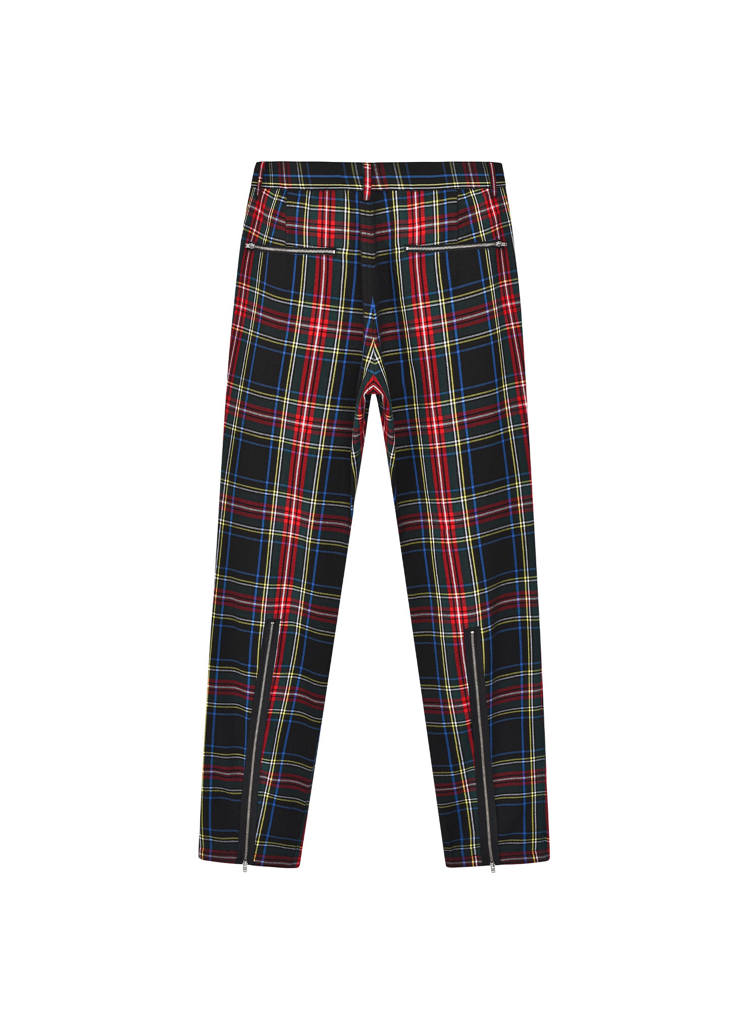 VENTUREK Distressed Zippered-Hem Slogan Slim Plaid Pants, premium urban and streetwear designers apparel on PROJECTISR.com, VENTUREK