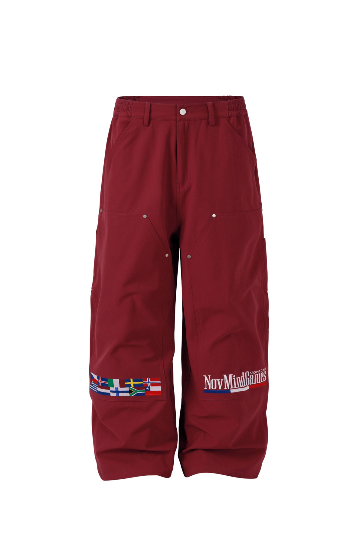 NOVACAM Retro Embroidered Wide-Leg Cargo Pants
