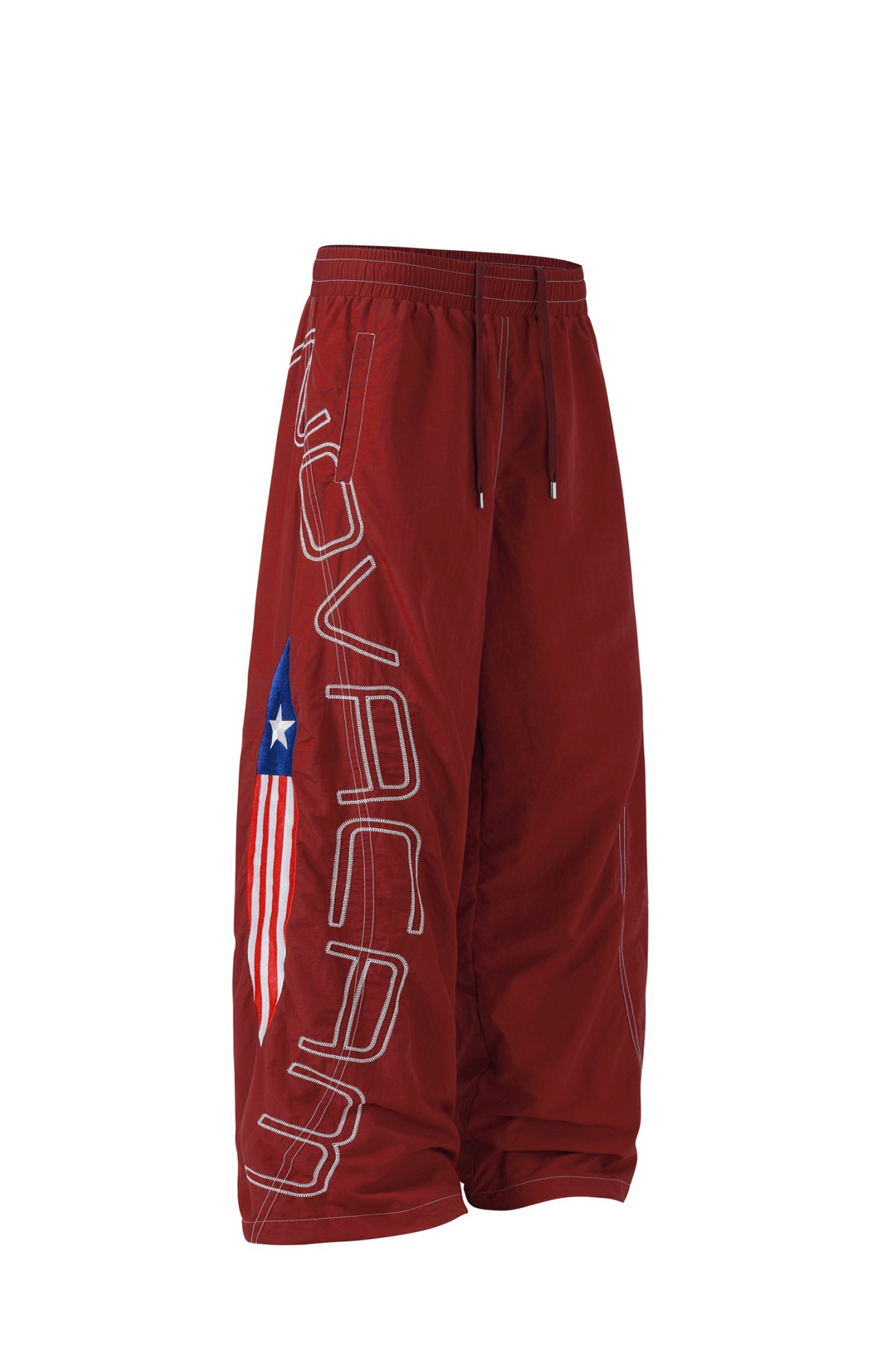 NOVACAM Retro Embroidered Nylon Windbreaker Pants