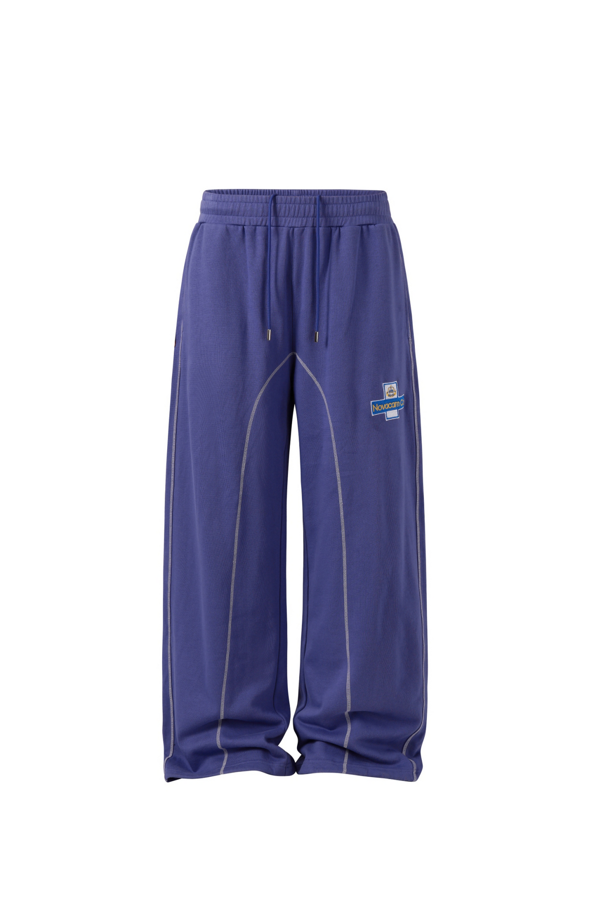 NOVACAM Retro Athletic Embroidered Curved Sweatpants